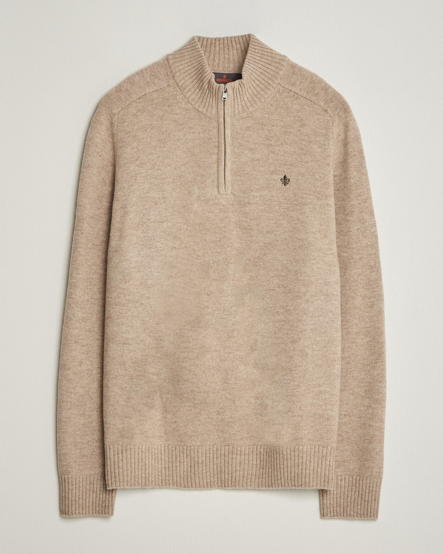 Hombres | Jerséis y prendas de punto | Morris | Hertford Lambswool Half Zip Khaki