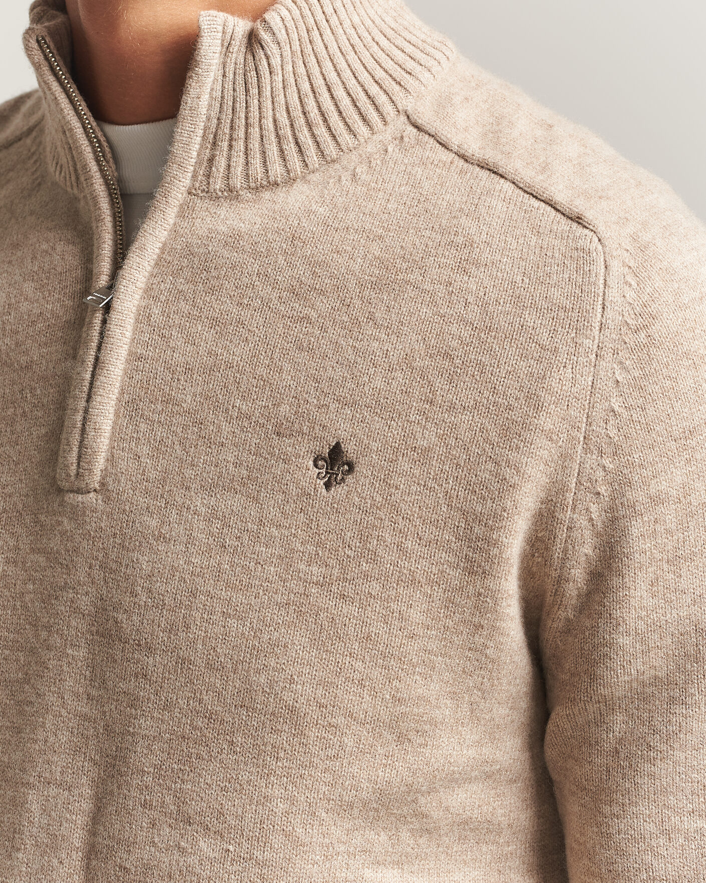 Hombres | Jerséis y prendas de punto | Morris | Hertford Lambswool Half Zip Khaki