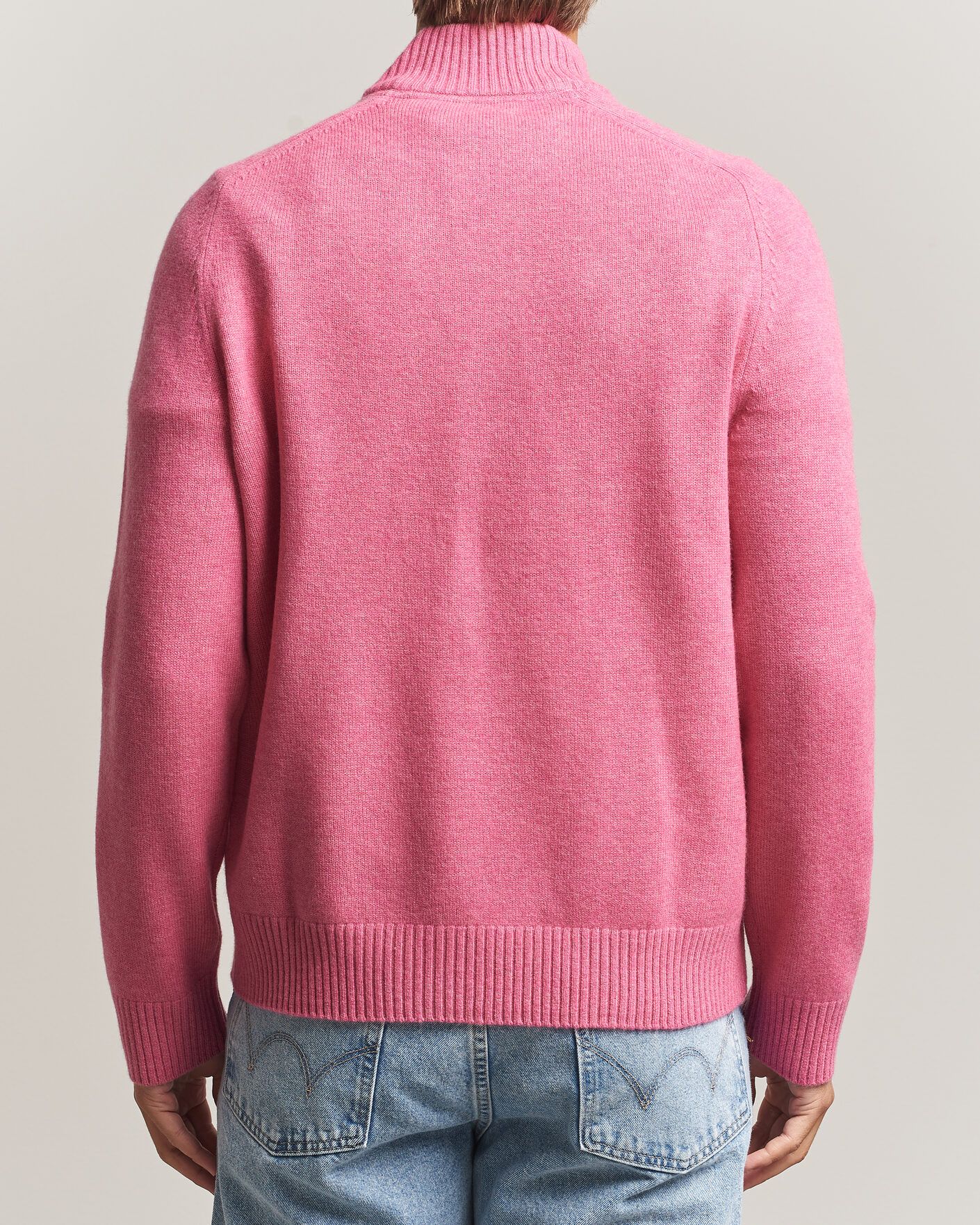 Hombres | Jerséis y prendas de punto | Morris | Hertford Lambswool Half Zip Cerise