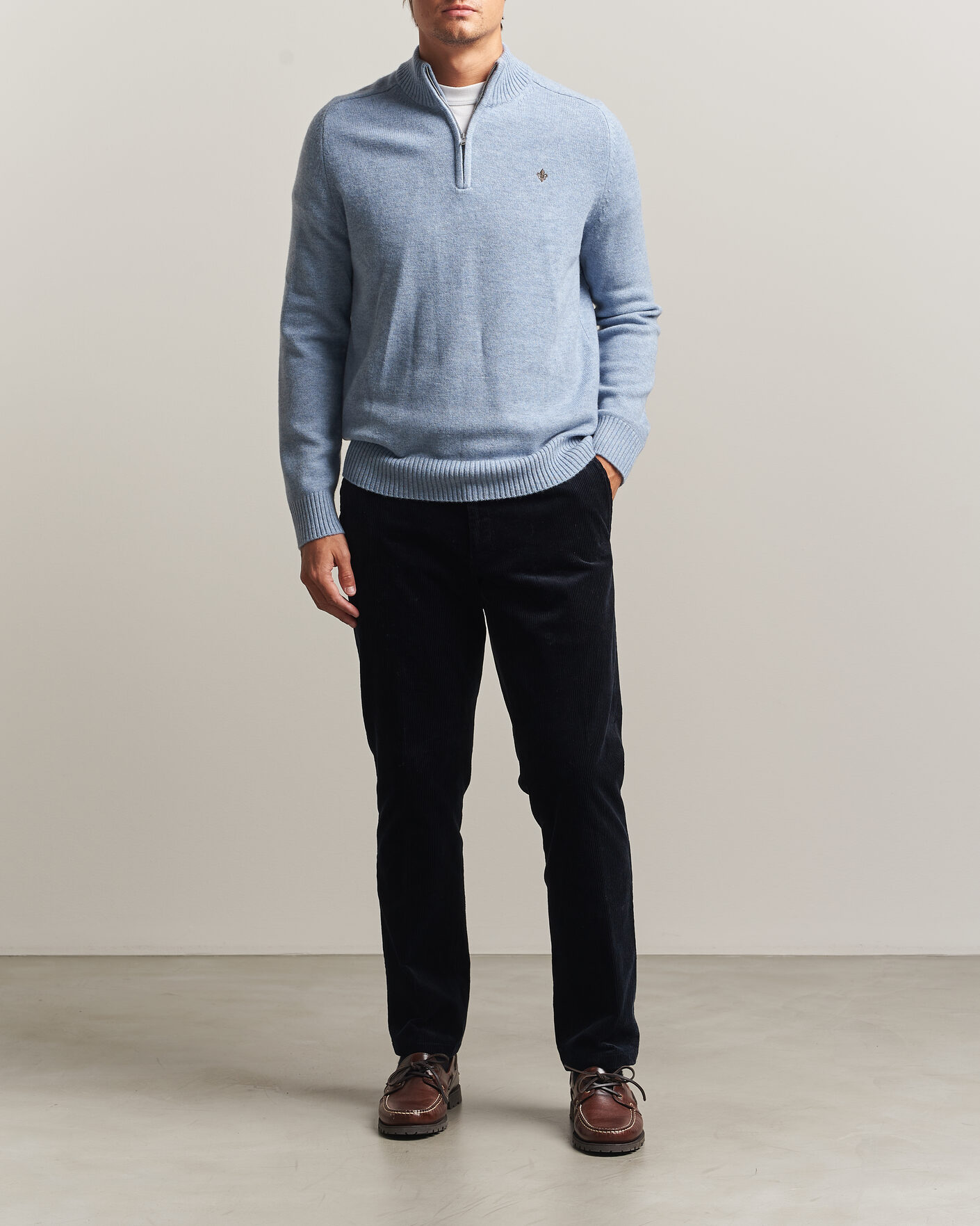 Hombres | Jerséis y prendas de punto | Morris | Hertford Lambswool Half Zip Blue
