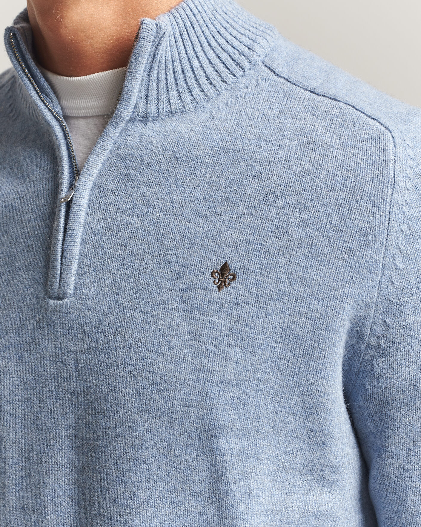 Hombres | Jerséis y prendas de punto | Morris | Hertford Lambswool Half Zip Blue