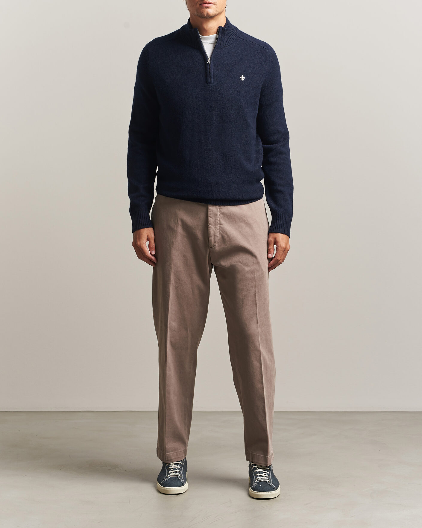 Hombres | Jerséis y prendas de punto | Morris | Hertford Lambswool Half Zip Navy