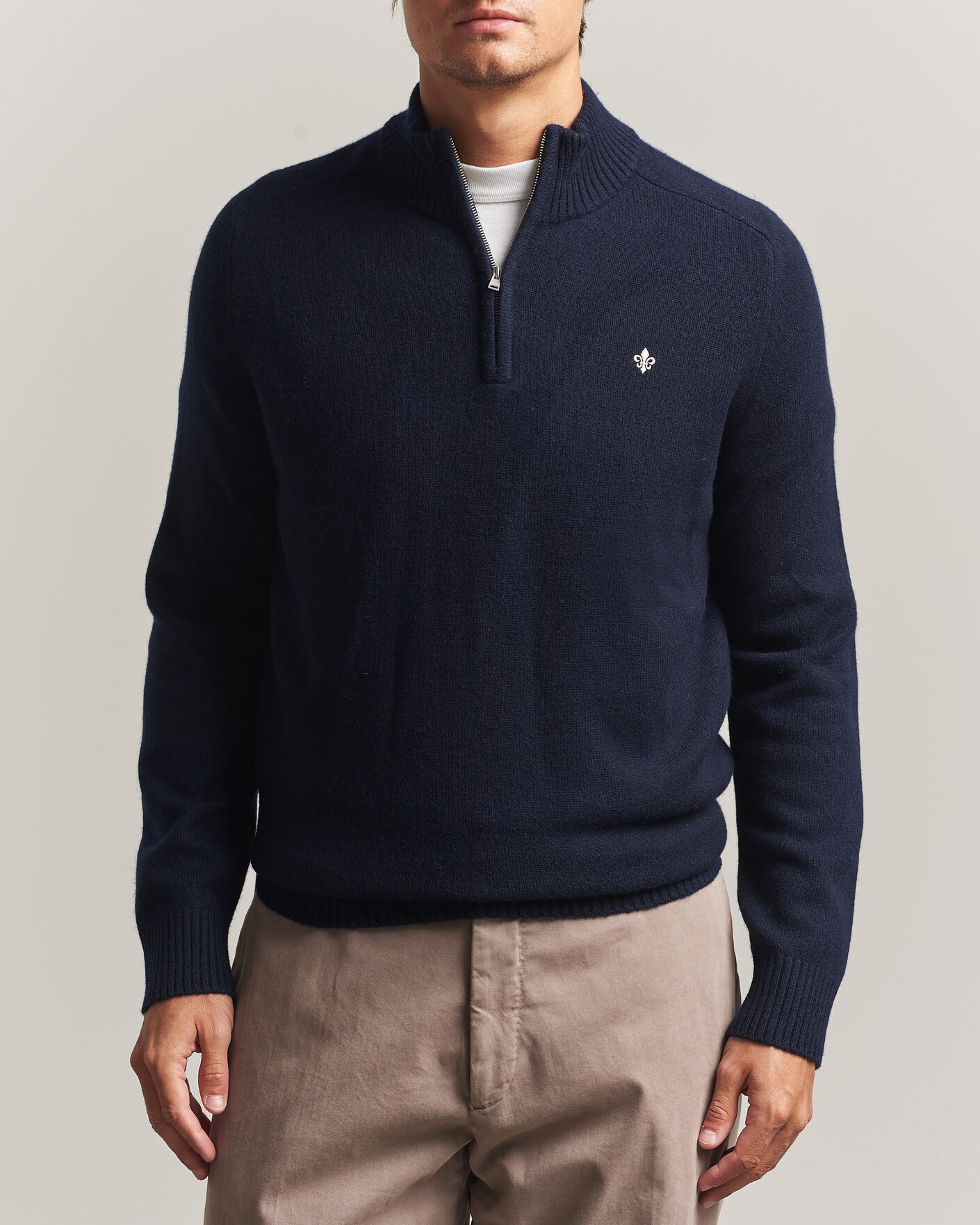 Hombres | Jerséis y prendas de punto | Morris | Hertford Lambswool Half Zip Navy