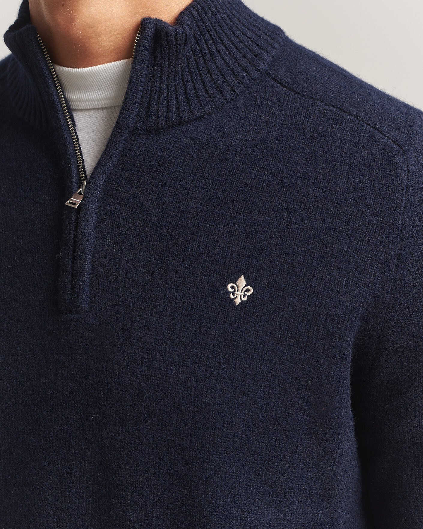 Hombres | Jerséis y prendas de punto | Morris | Hertford Lambswool Half Zip Navy