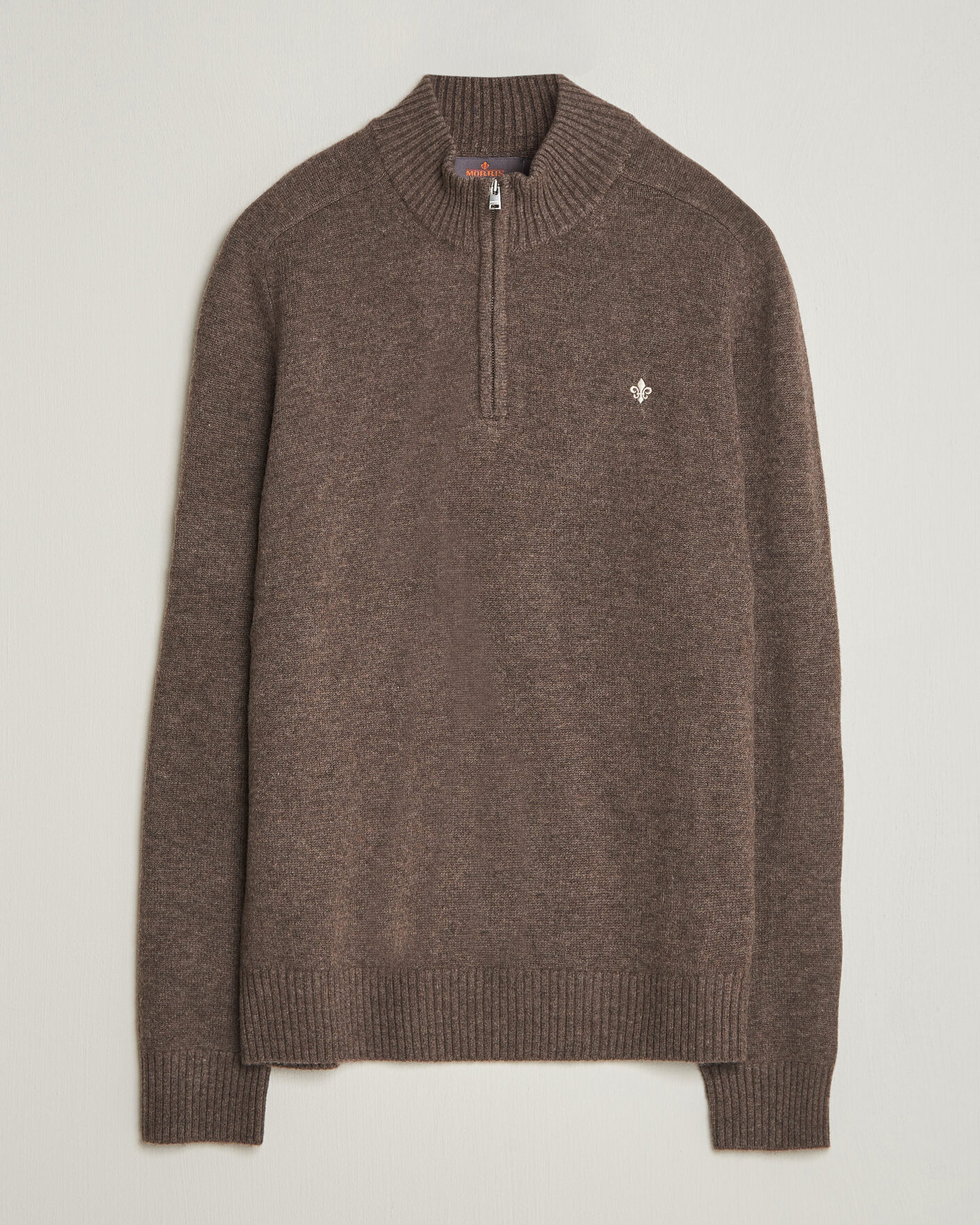 Hombres | Jerséis y prendas de punto | Morris | Hertford Lambswool Half Zip Brown