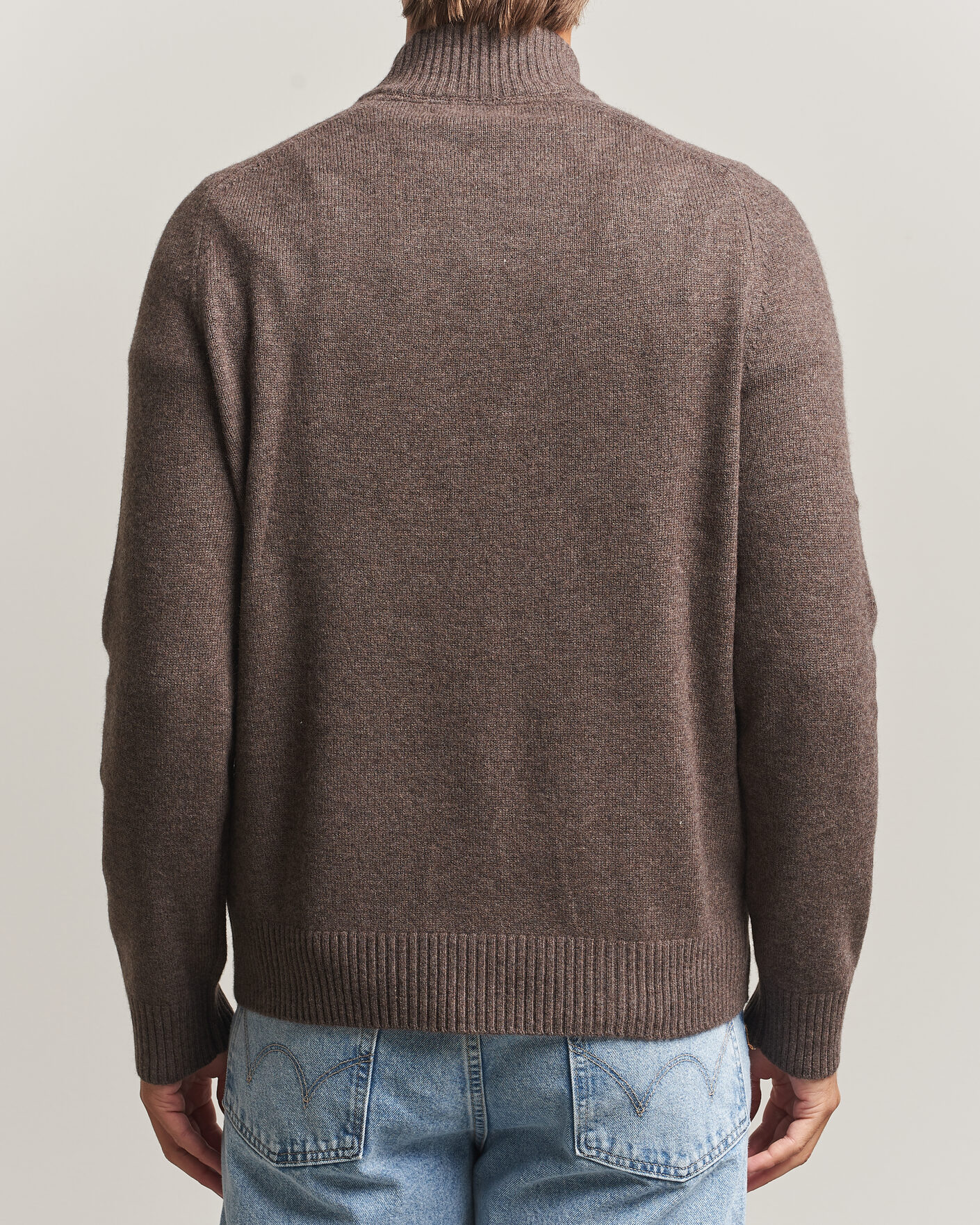 Hombres | Jerséis y prendas de punto | Morris | Hertford Lambswool Half Zip Brown