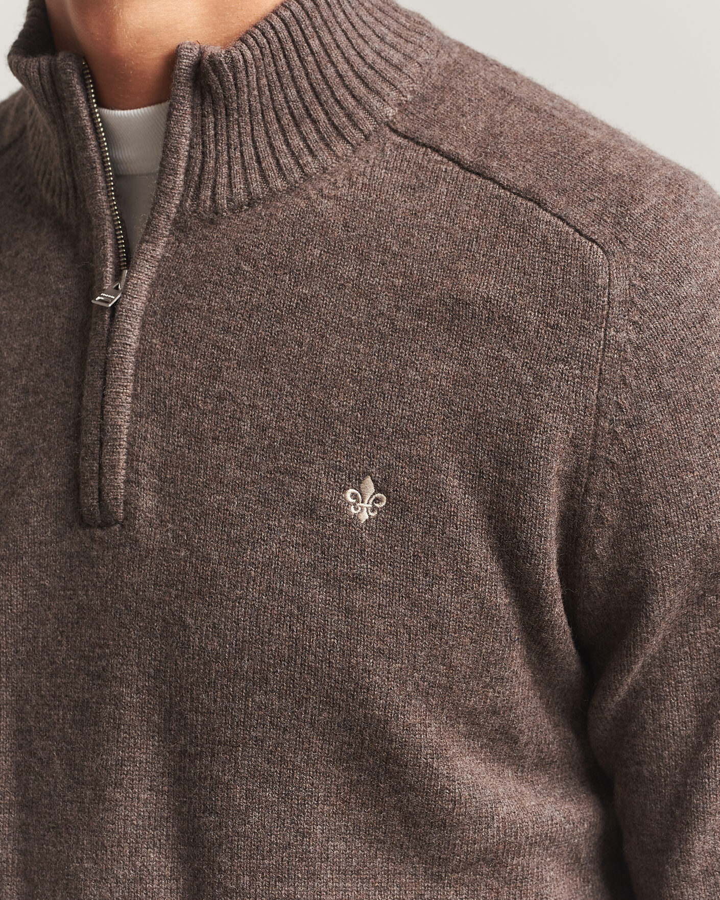Hombres | Jerséis y prendas de punto | Morris | Hertford Lambswool Half Zip Brown