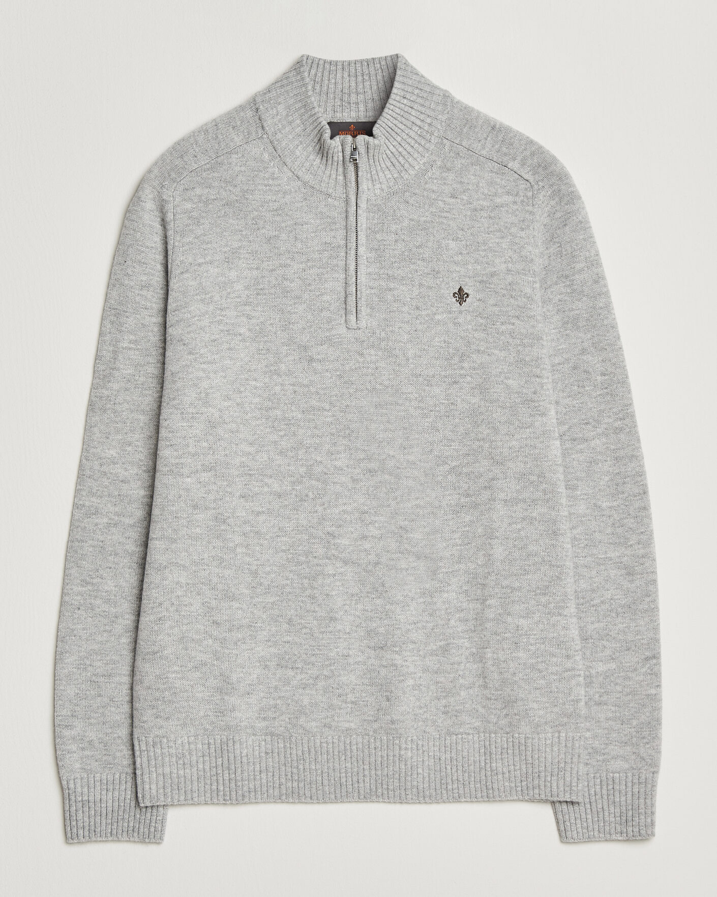 Hombres | Jerséis y prendas de punto | Morris | Hertford Lambswool Half Zip Grey