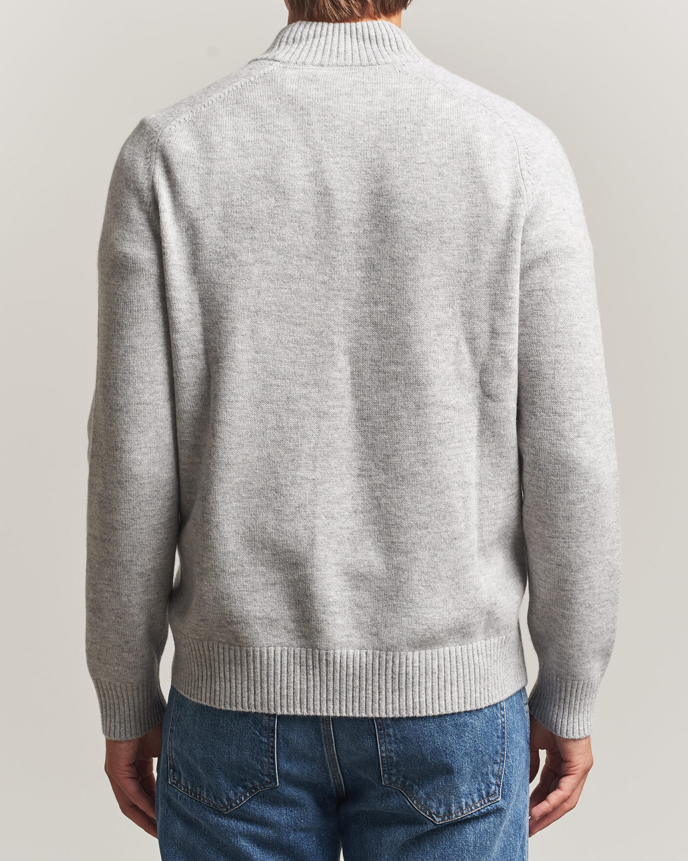 Hombres | Jerséis y prendas de punto | Morris | Hertford Lambswool Half Zip Grey