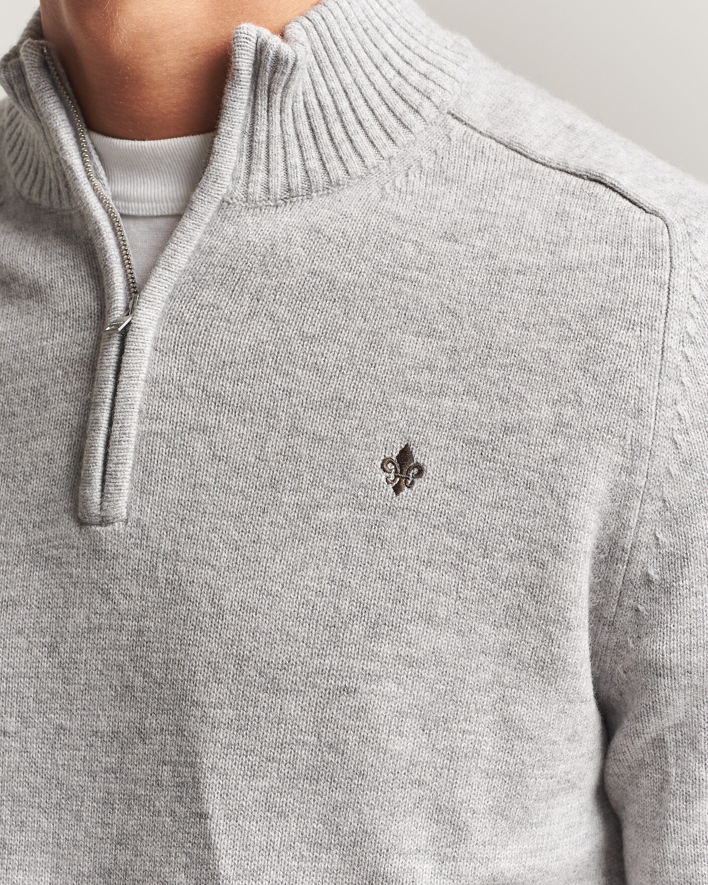 Hombres | Jerséis y prendas de punto | Morris | Hertford Lambswool Half Zip Grey