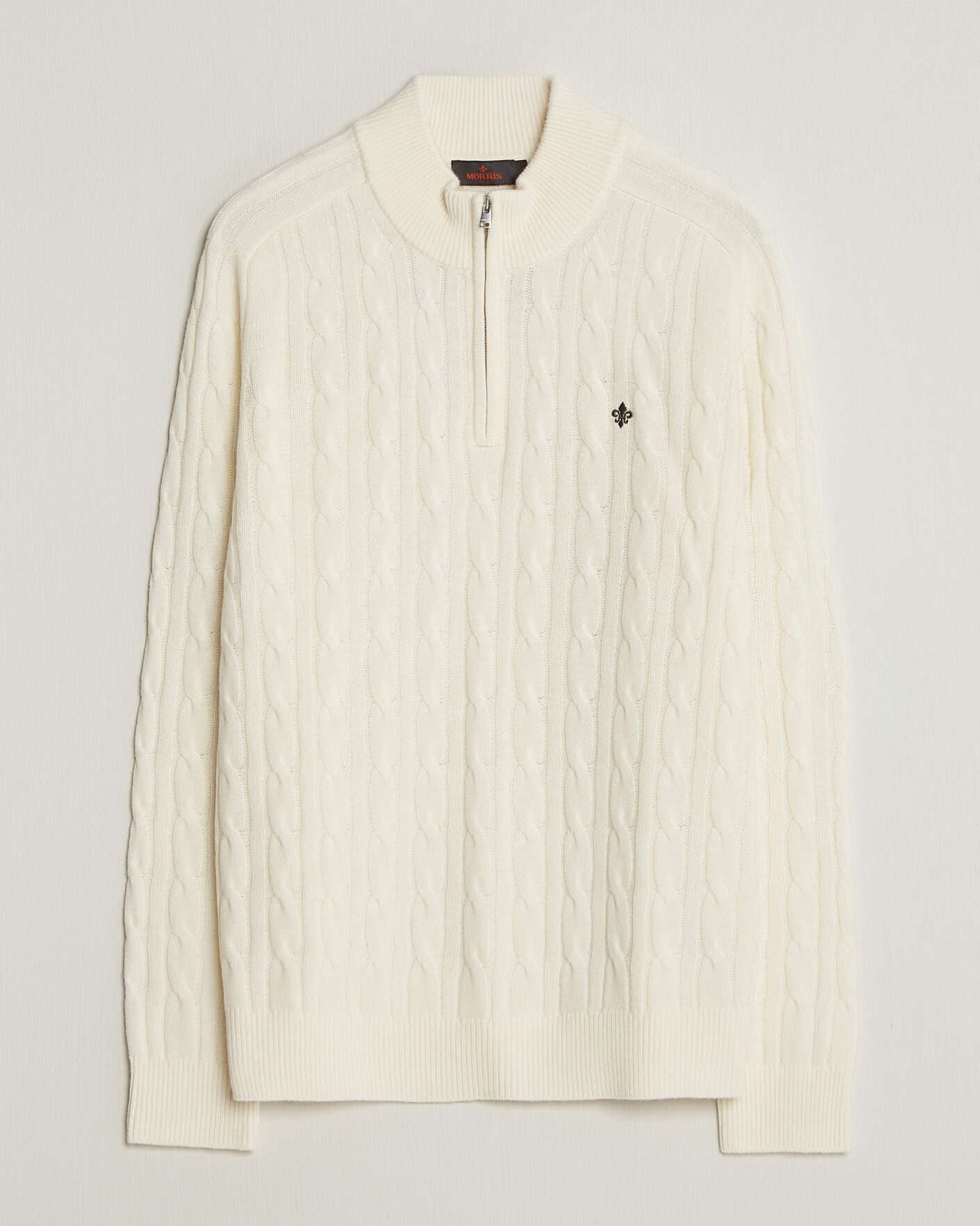 Hombres | Jerséis y prendas de punto | Morris | Hertford Cable Half Zip Off White