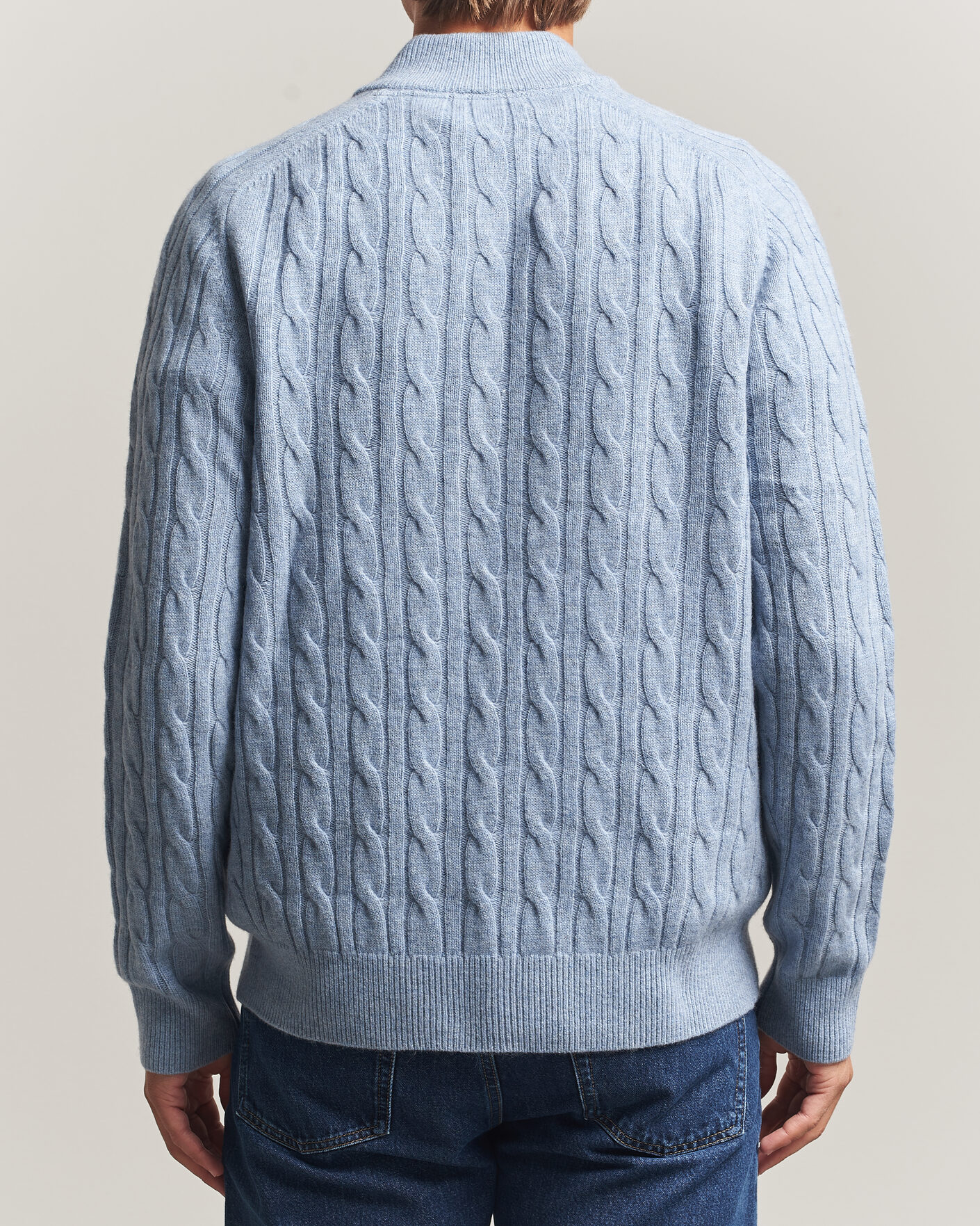 Hombres | Jerséis y prendas de punto | Morris | Hertford Cable Half Zip Blue