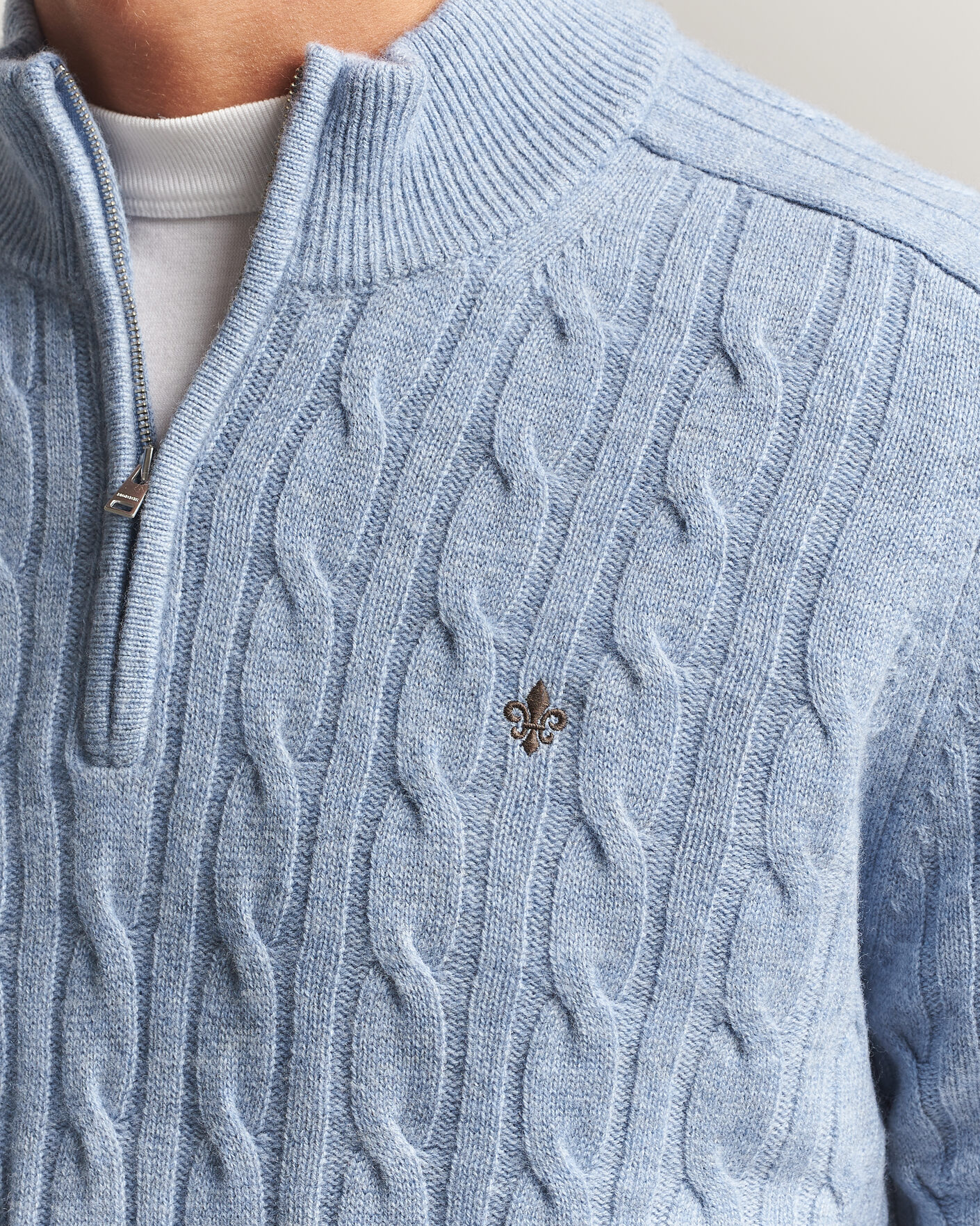 Hombres | Jerséis y prendas de punto | Morris | Hertford Cable Half Zip Blue