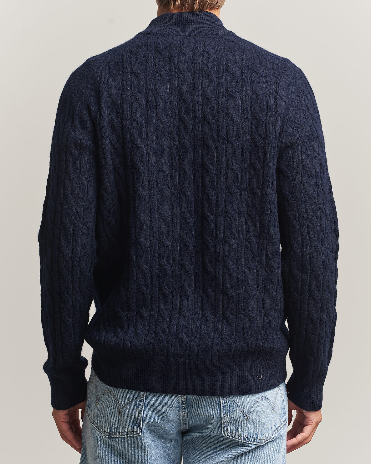 Hombres | Jerséis y prendas de punto | Morris | Hertford Cable Half Zip Navy