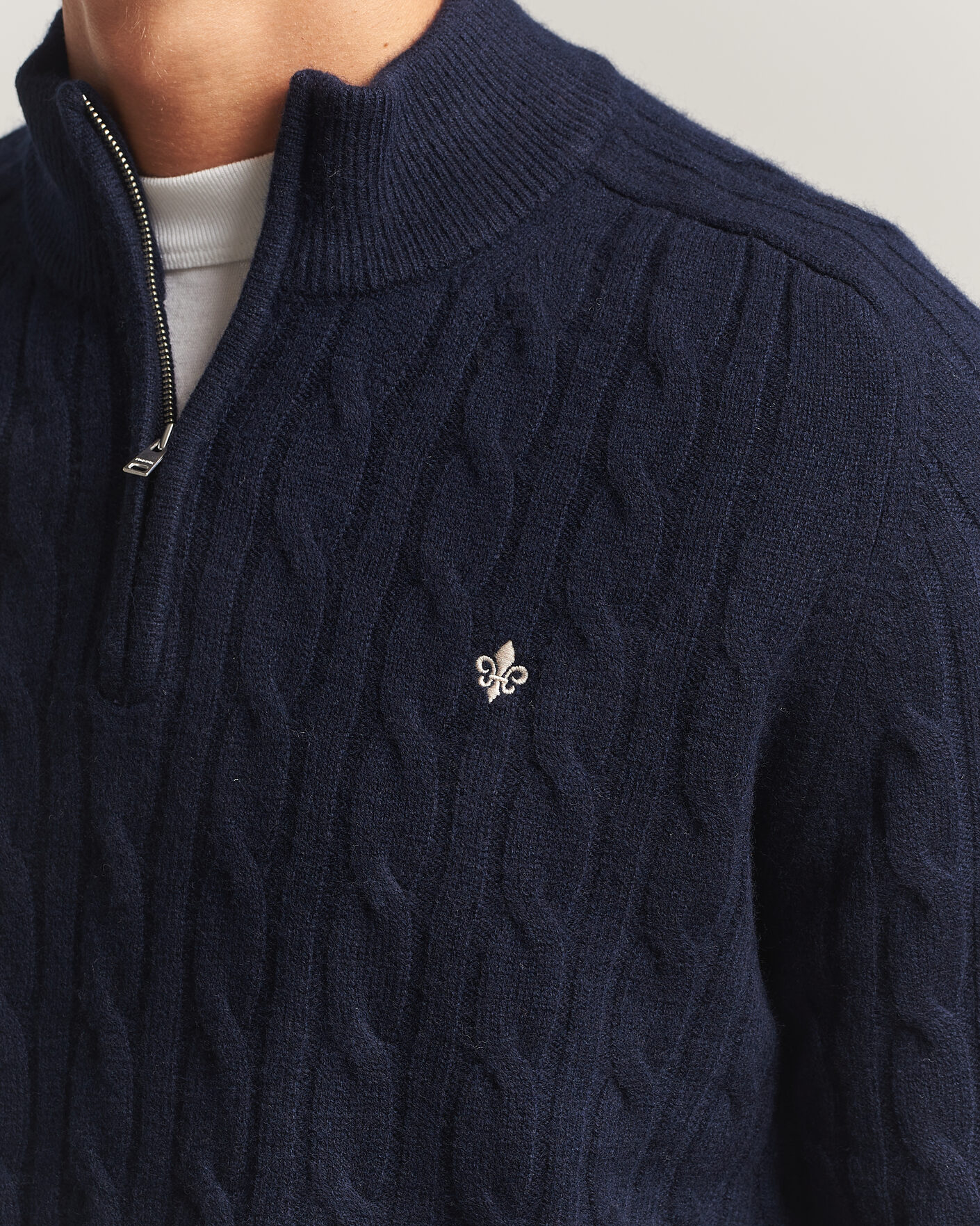 Hombres | Jerséis y prendas de punto | Morris | Hertford Cable Half Zip Navy