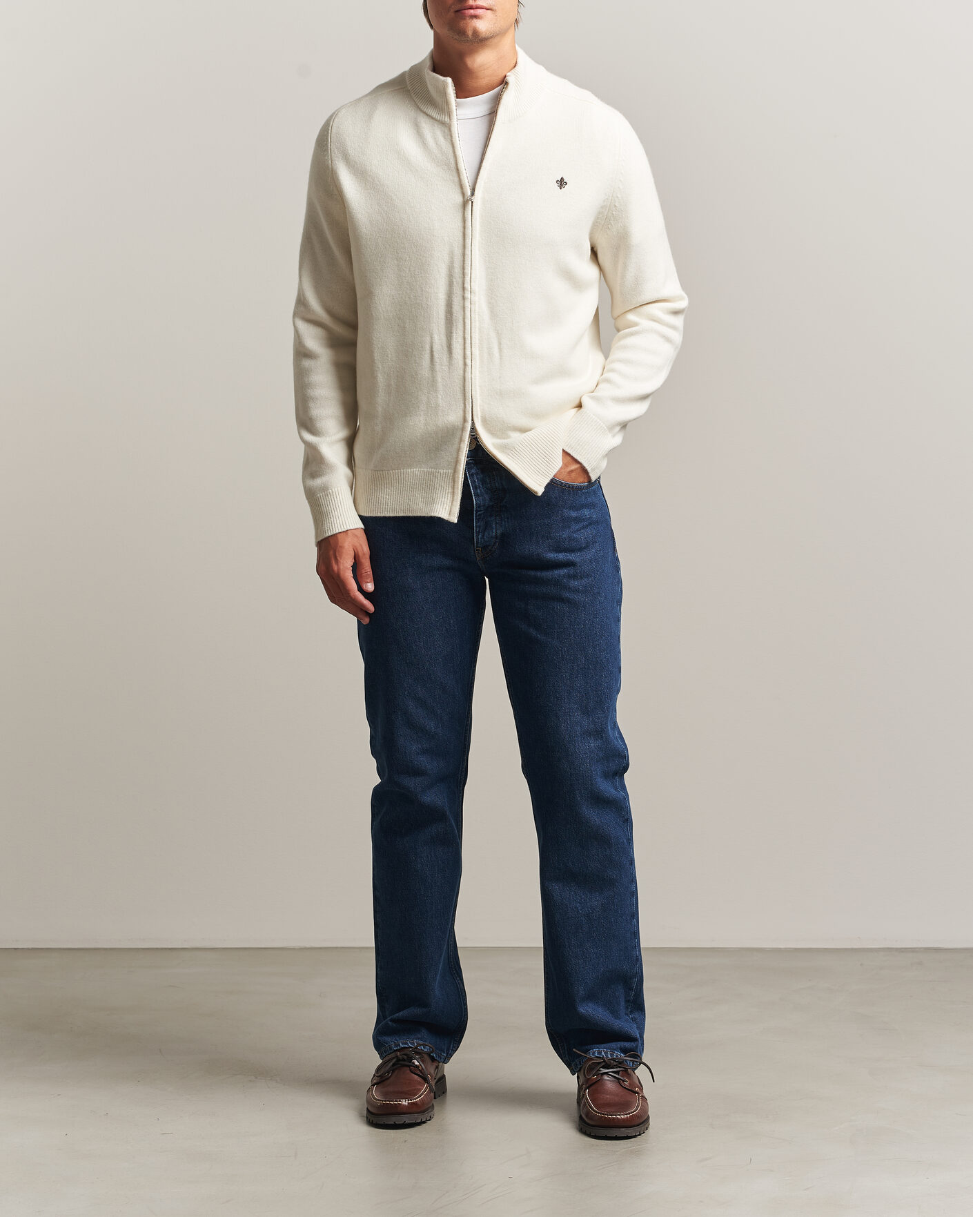 Hombres | Jerséis y prendas de punto | Morris | Hertford Zip Cardigan Off White