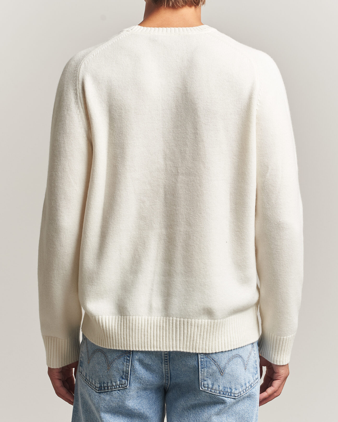 Hombres | Jerséis y prendas de punto | Morris | Hertford Lambswool Crew Neck Off White