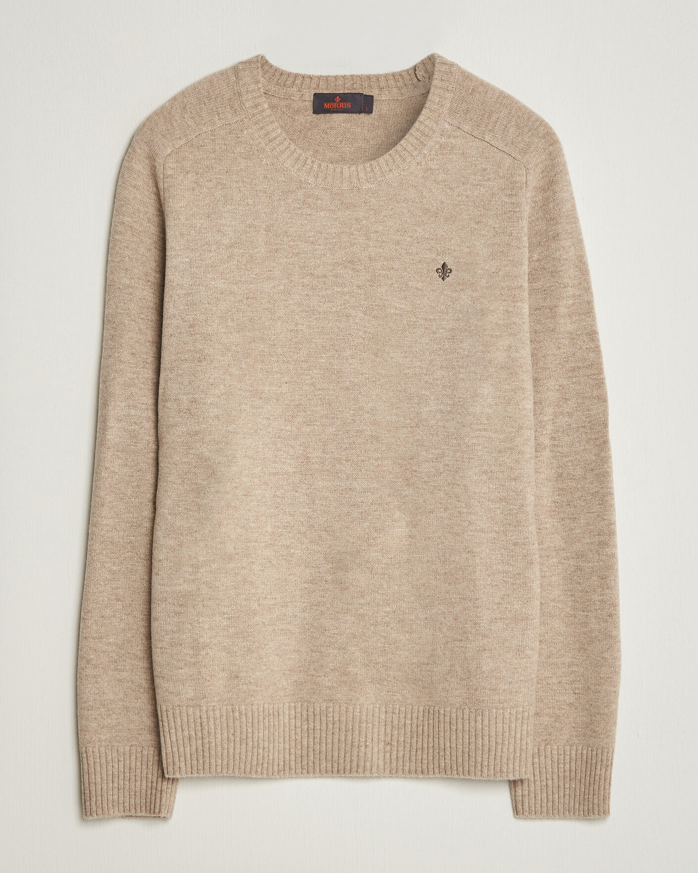 Hombres | Jerséis y prendas de punto | Morris | Hertford Lambswool Crew Neck Khaki
