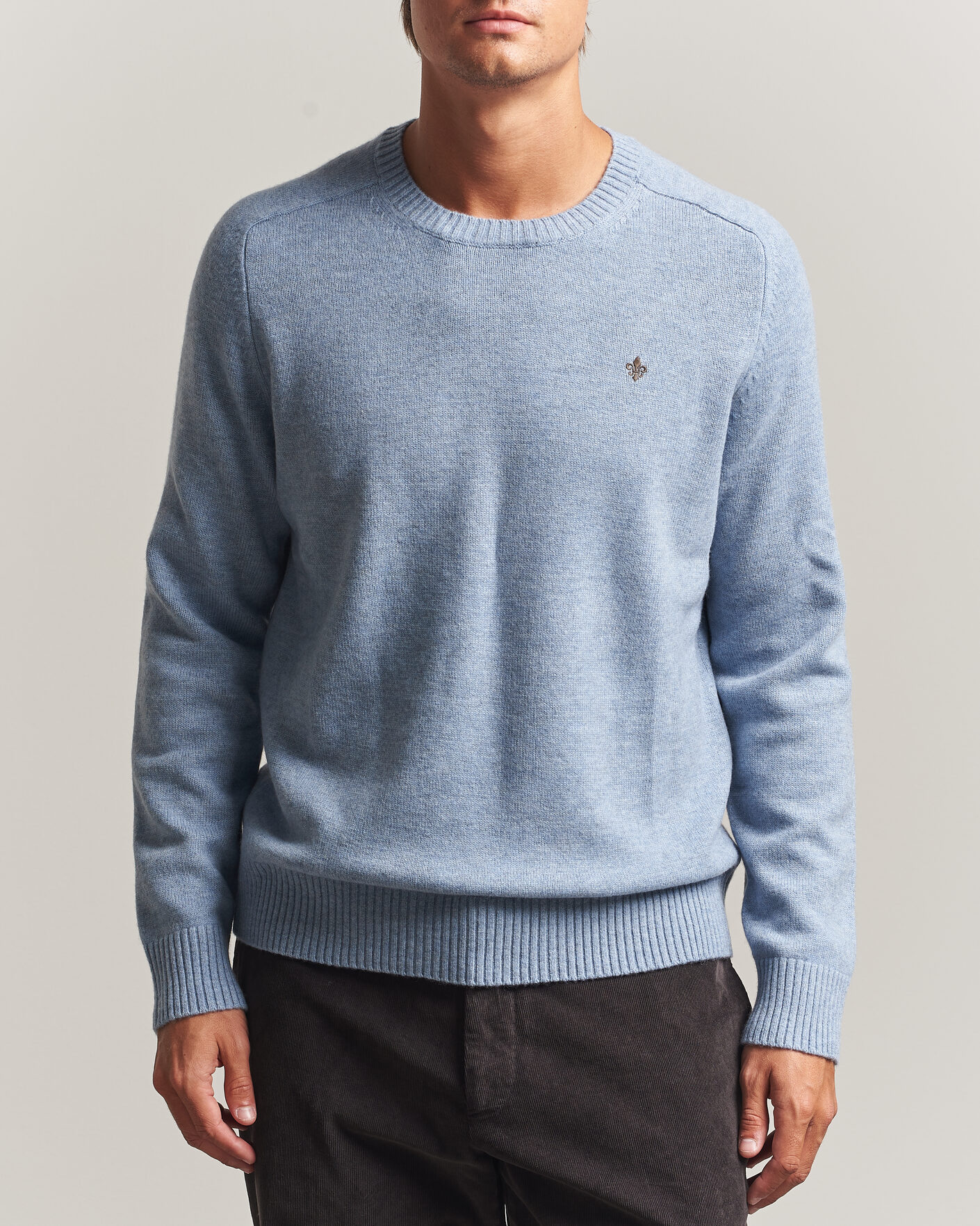 Hombres | Jerséis y prendas de punto | Morris | Hertford Lambswool Crew Neck Blue