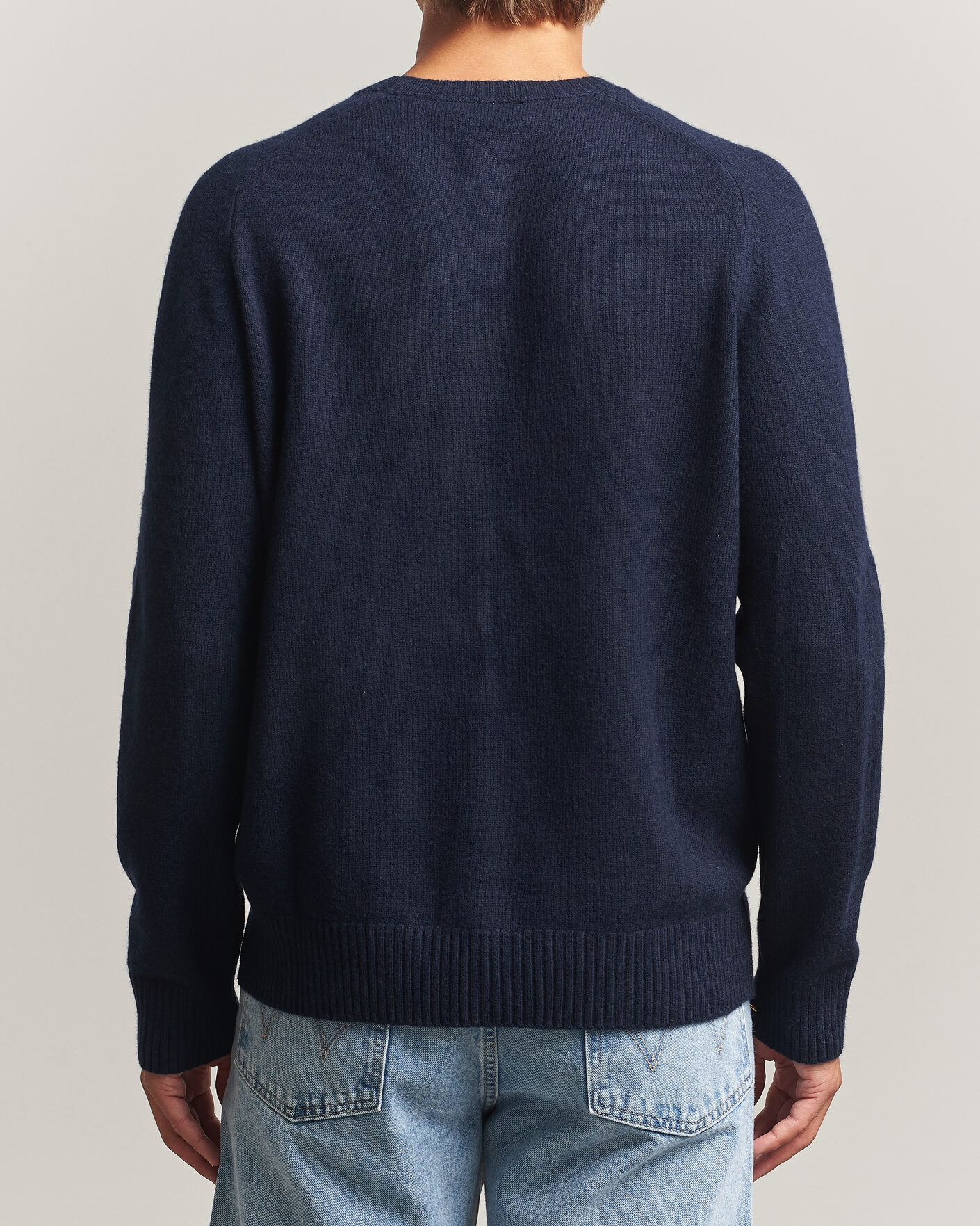 Hombres | Jerséis y prendas de punto | Morris | Hertford Lambswool Crew Neck Navy
