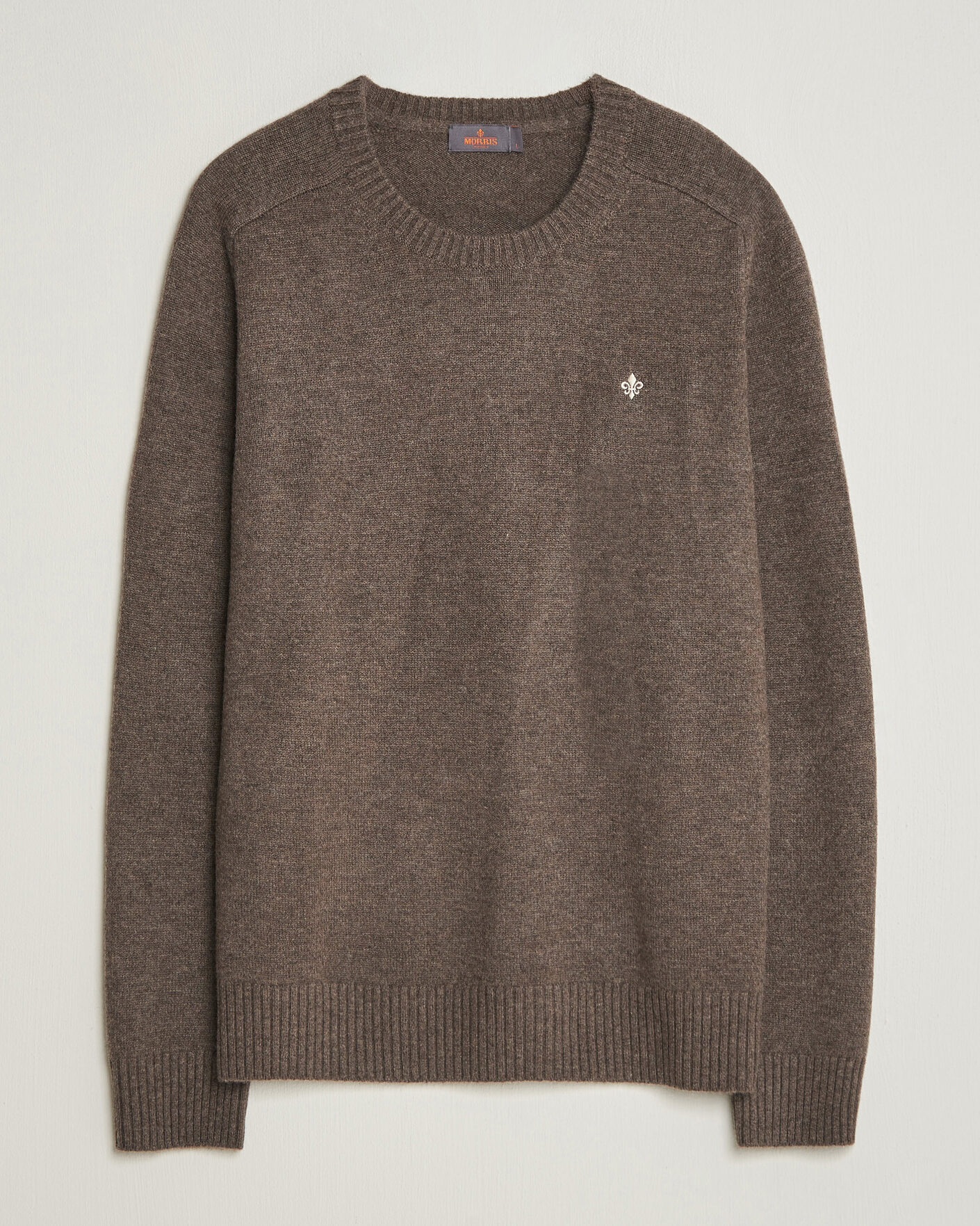 Hombres | Jerséis y prendas de punto | Morris | Hertford Lambswool Crew Neck Brown