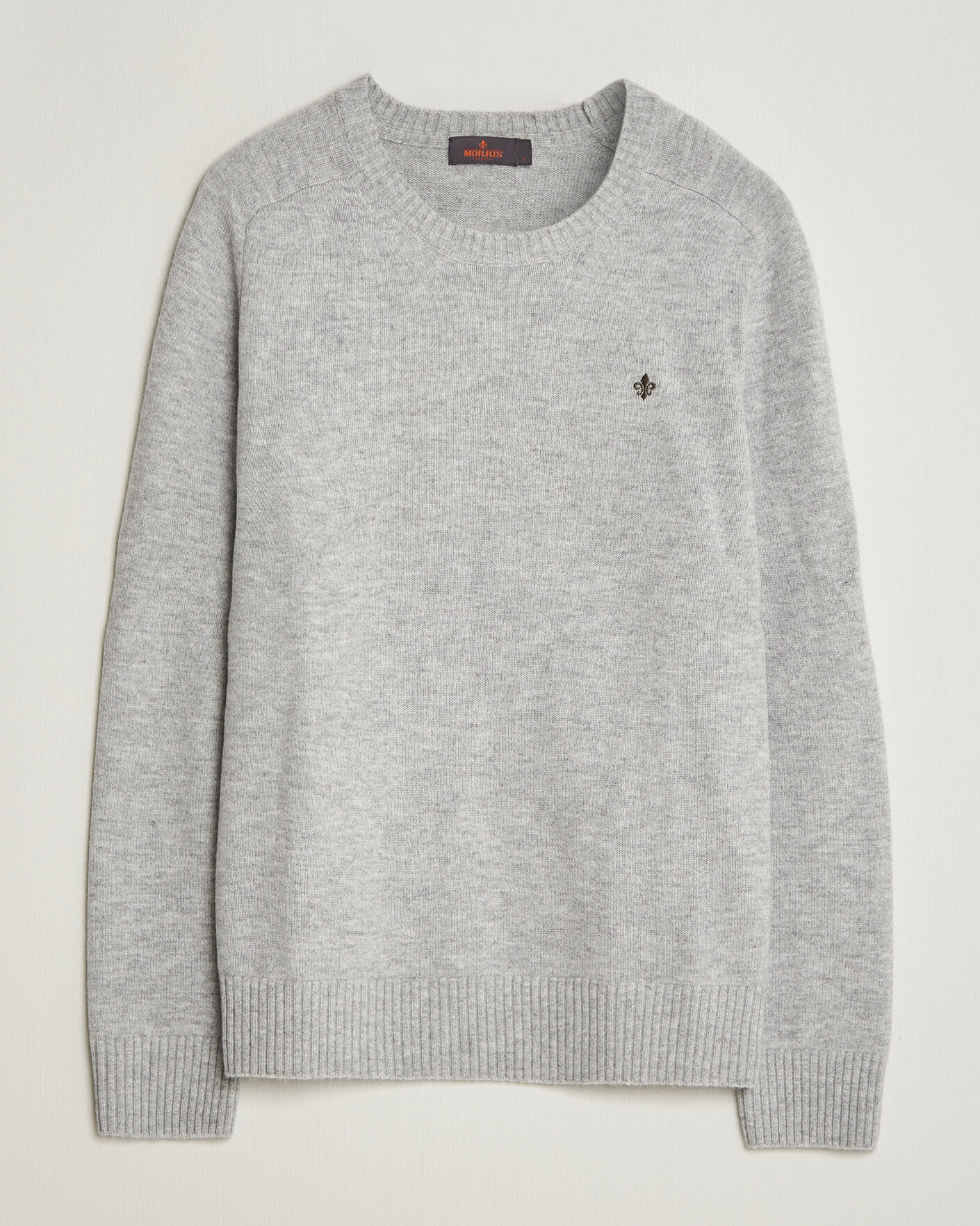 Hombres | Jerséis y prendas de punto | Morris | Hertford Lambswool Crew Neck Grey