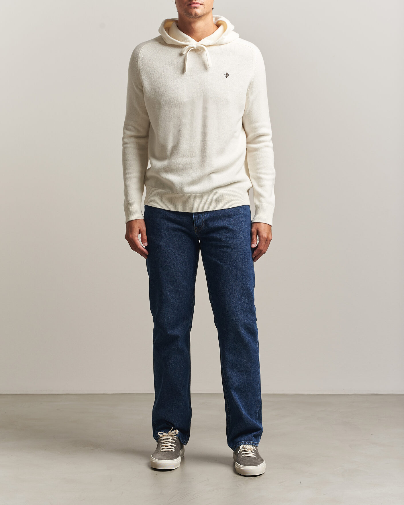 Hombres | Jerséis y prendas de punto | Morris | Hertford Lambswool Hoodie Off White