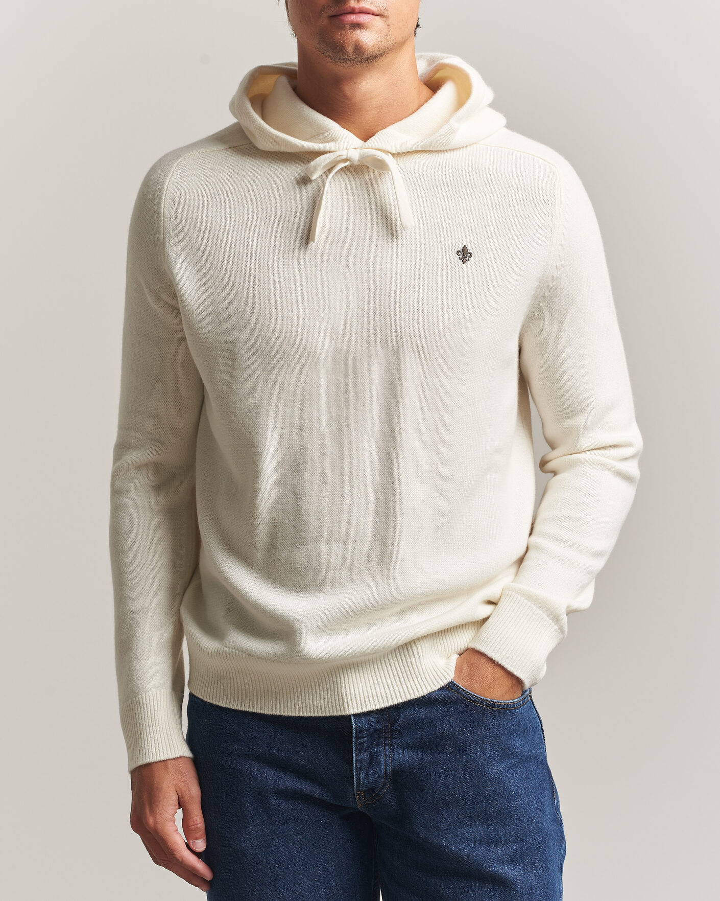 Hombres | Jerséis y prendas de punto | Morris | Hertford Lambswool Hoodie Off White