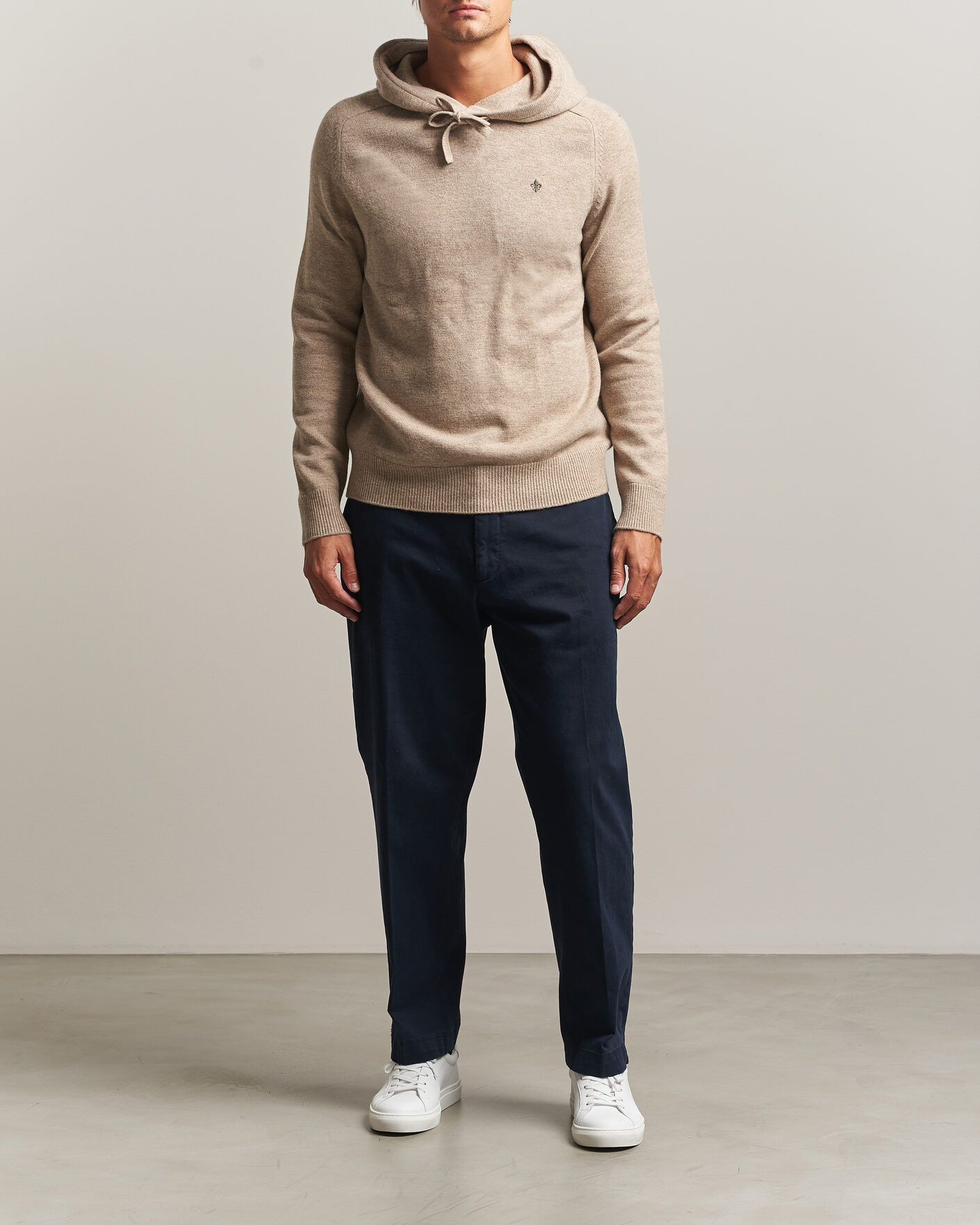 Hombres | Jerséis y prendas de punto | Morris | Hertford Lambswool Hoodie Khaki