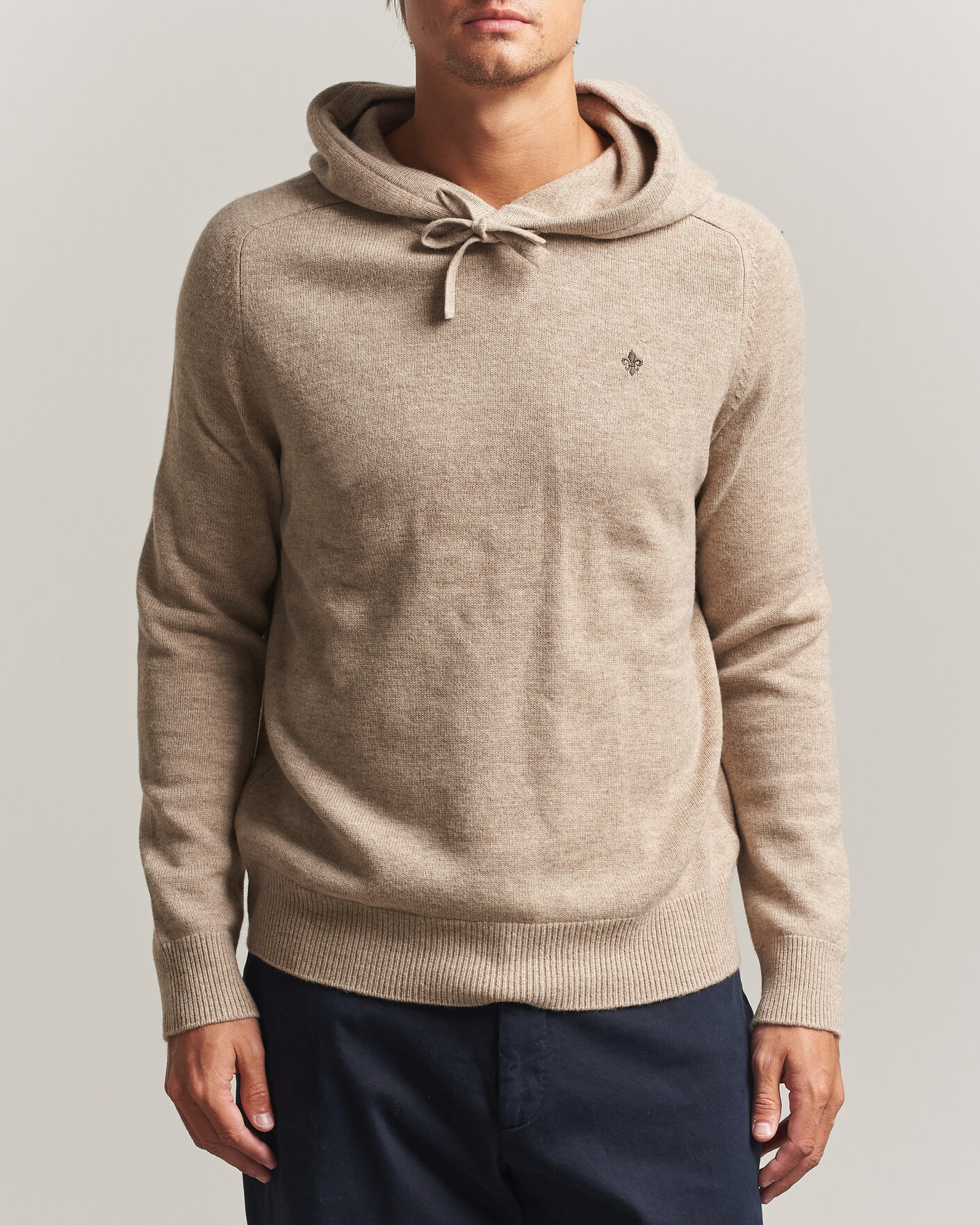 Hombres | Jerséis y prendas de punto | Morris | Hertford Lambswool Hoodie Khaki