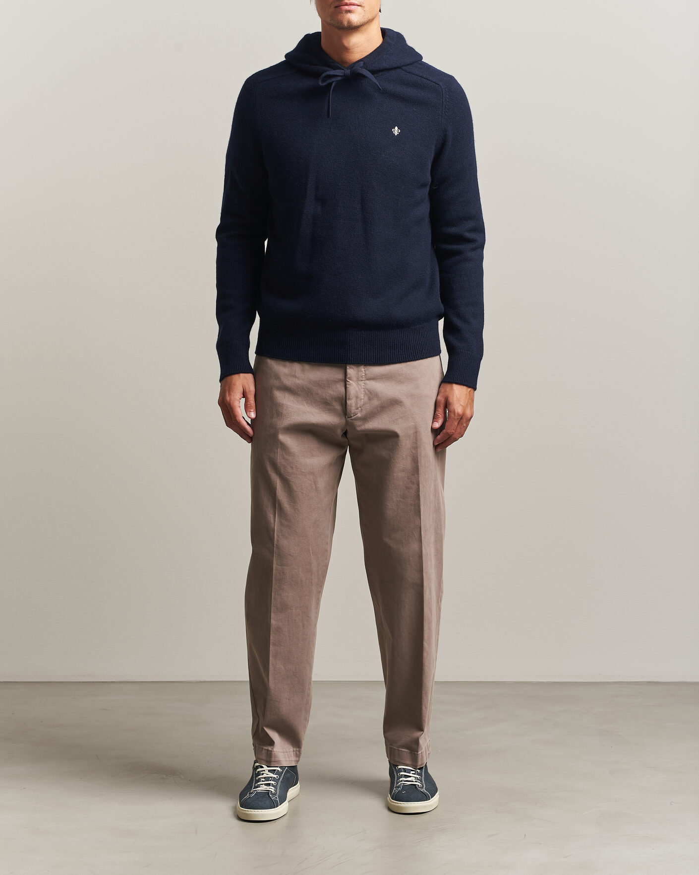 Hombres | Jerséis y prendas de punto | Morris | Hertford Lambswool Hoodie Navy