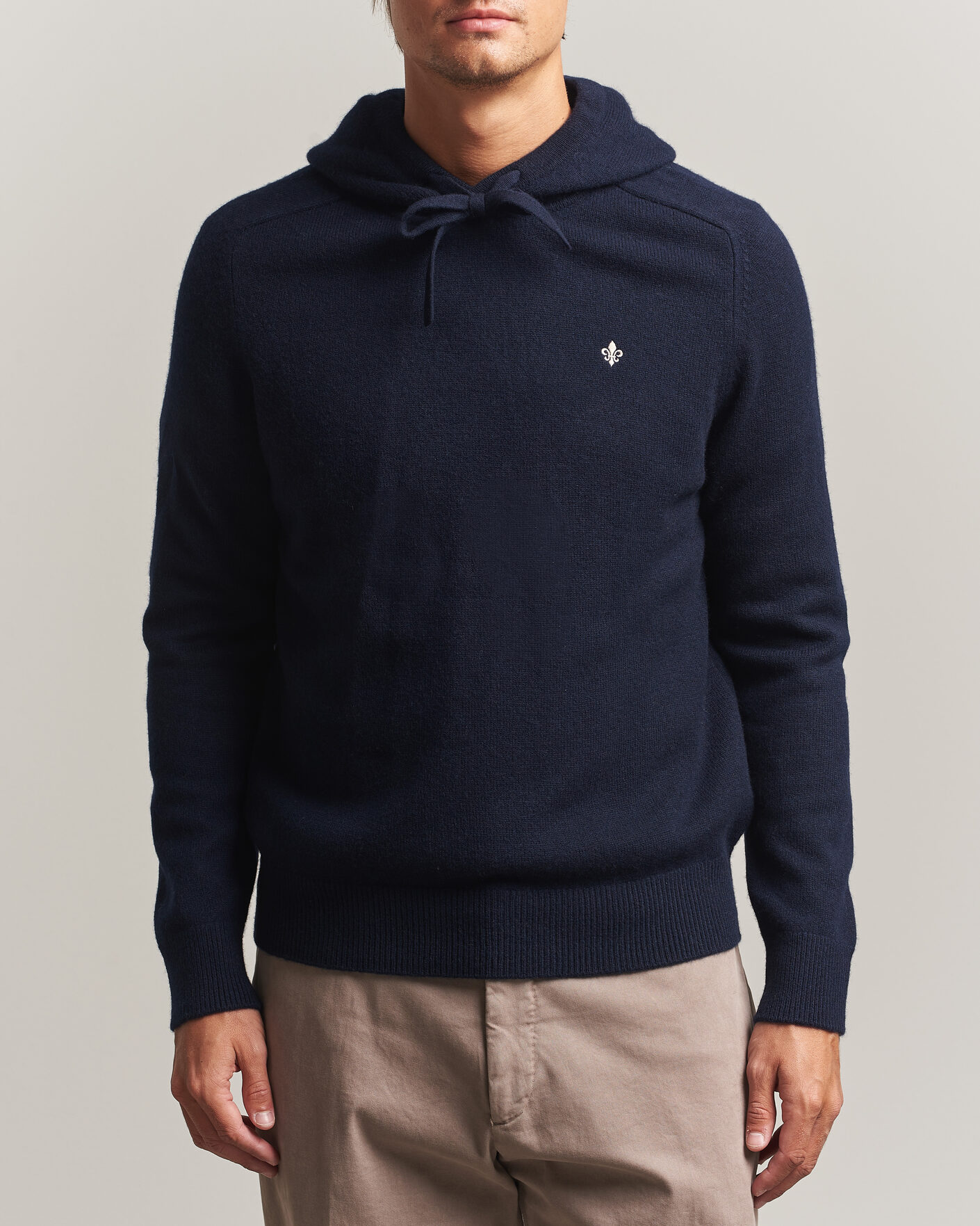 Hombres | Jerséis y prendas de punto | Morris | Hertford Lambswool Hoodie Navy