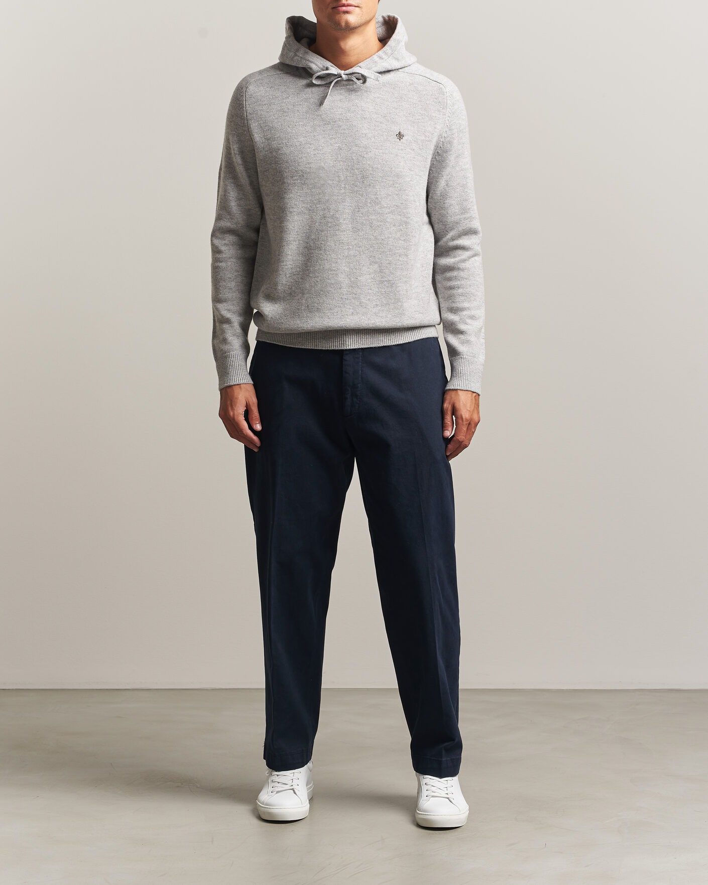 Hombres | Jerséis y prendas de punto | Morris | Hertford Lambswool Hoodie Grey