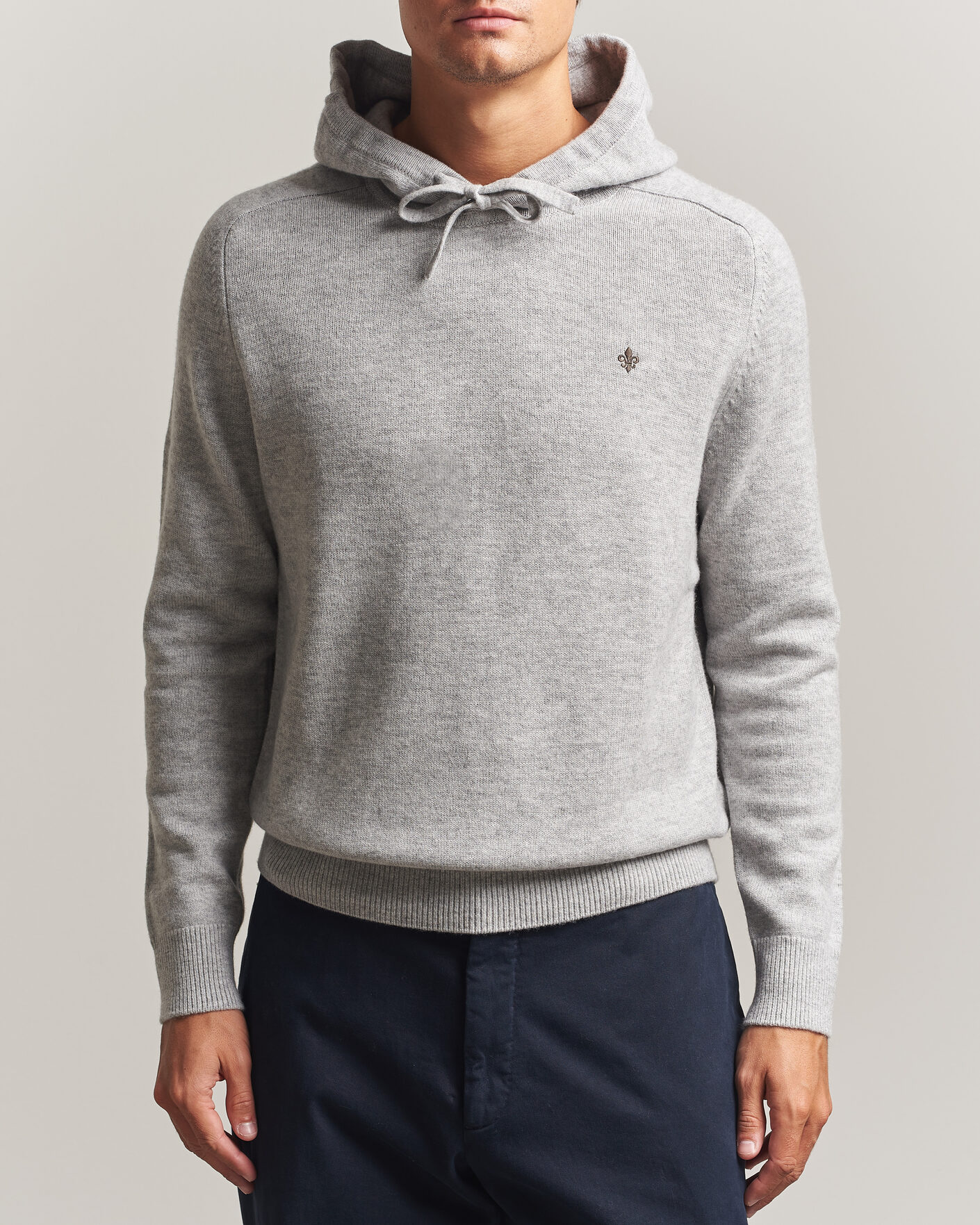 Hombres | Jerséis y prendas de punto | Morris | Hertford Lambswool Hoodie Grey