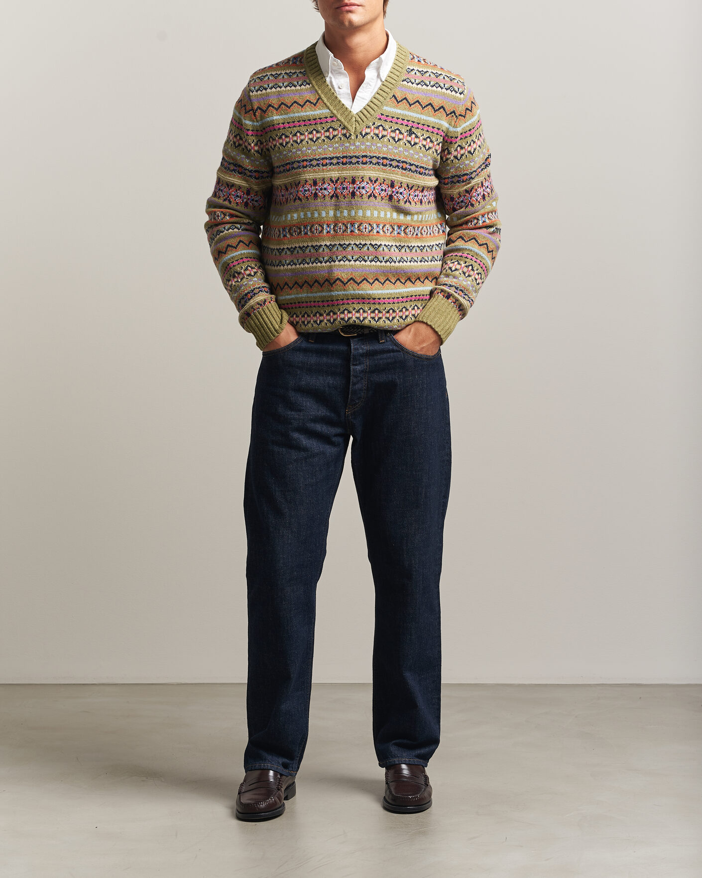 Hombres | Jerséis y prendas de punto | Morris | Tavish V-Neck Olive