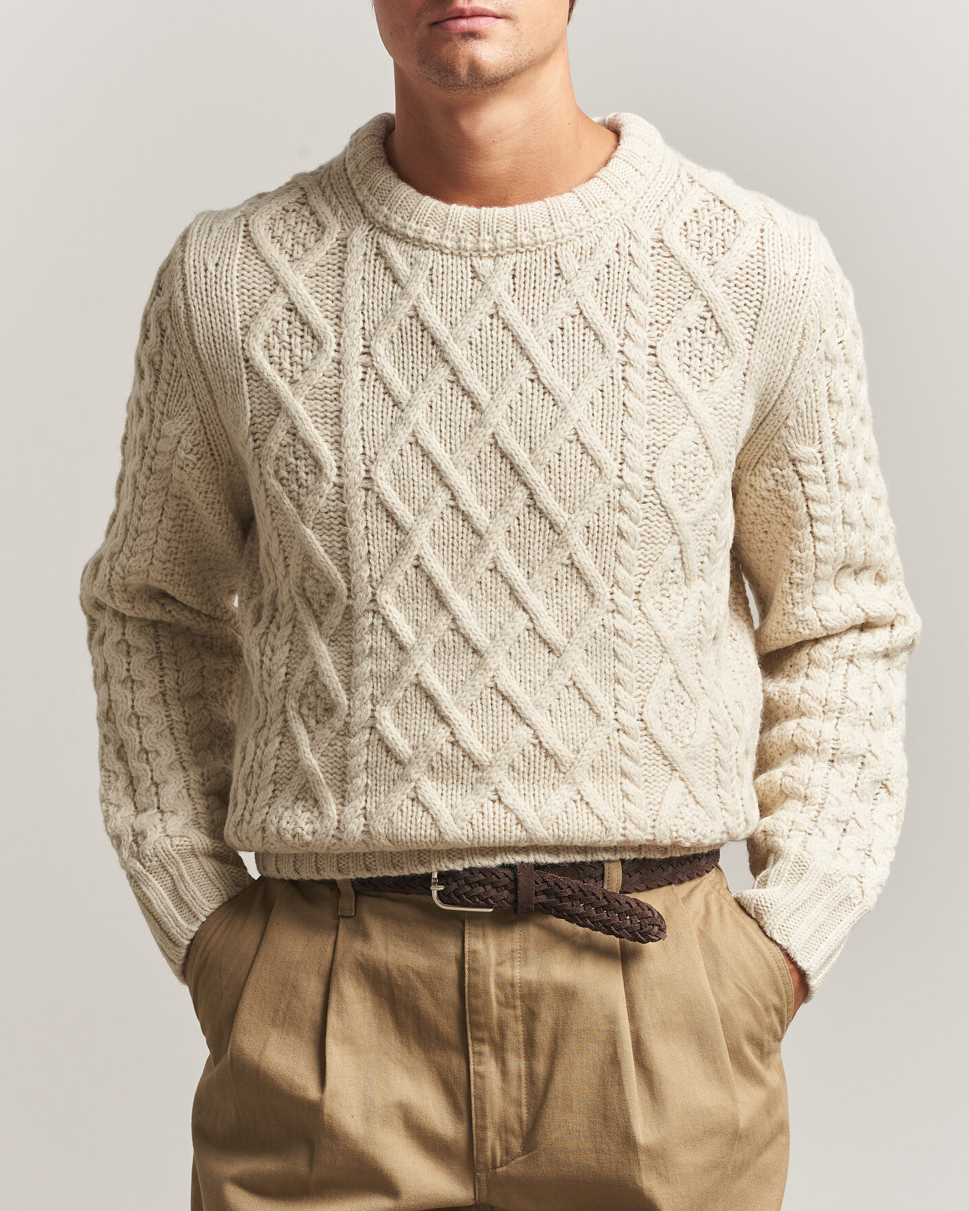 Hombres | Jerséis y prendas de punto | Morris | Ramsey Cable Sweater Off White
