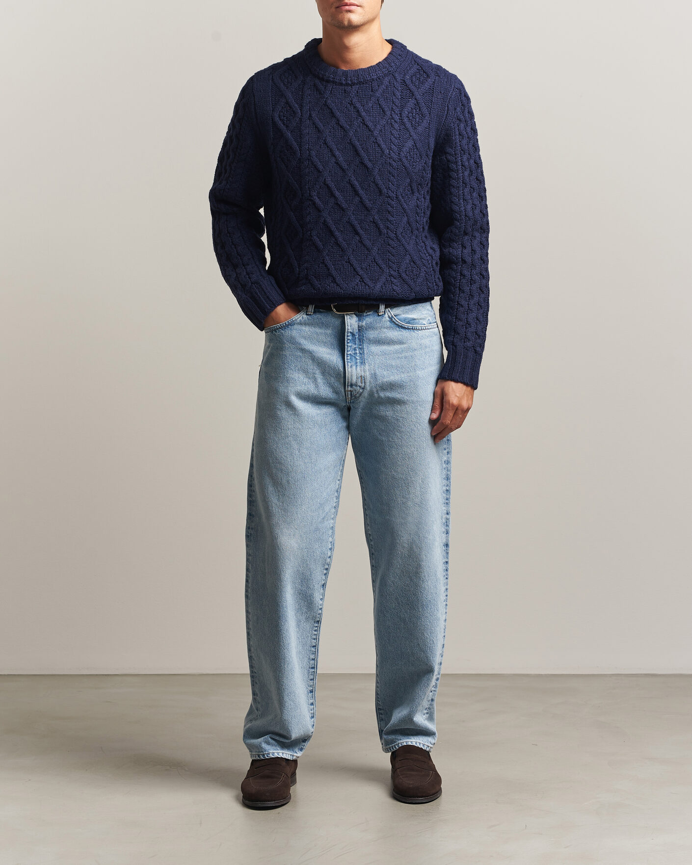 Hombres | Jerséis y prendas de punto | Morris | Ramsey Cable Sweater Navy