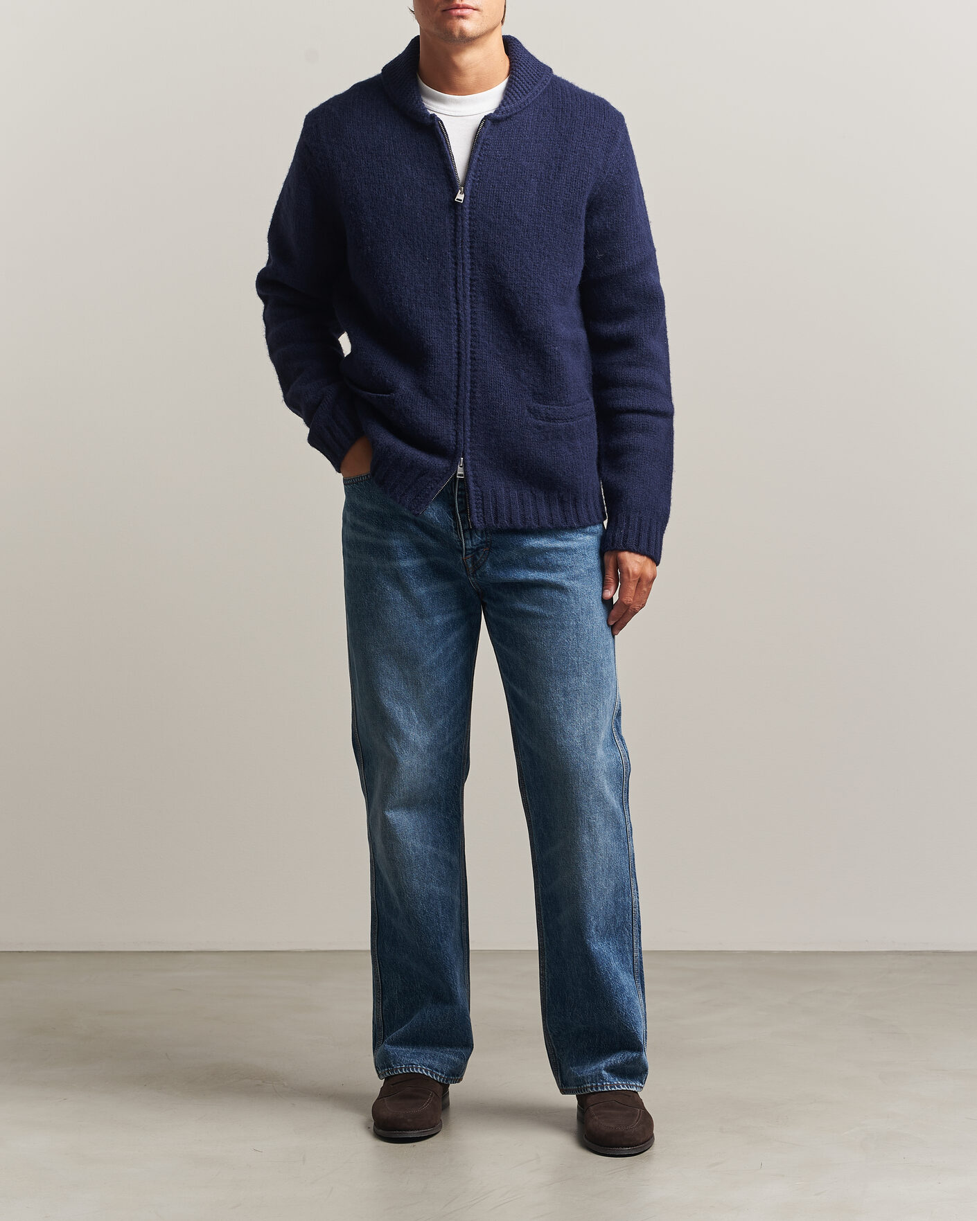 Hombres | Jerséis y prendas de punto | Morris | Boyd Zip Cardigan Navy