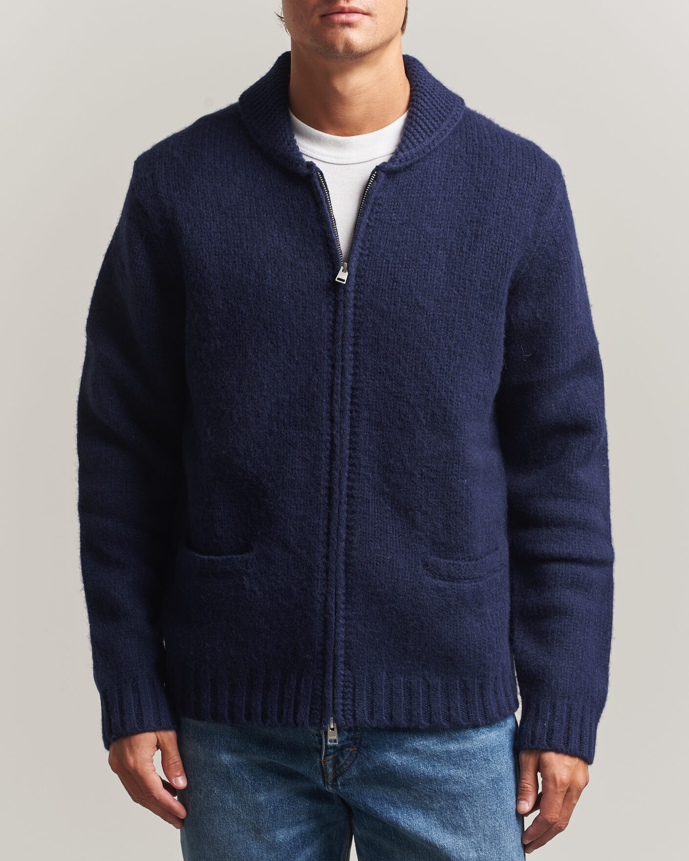 Hombres | Jerséis y prendas de punto | Morris | Boyd Zip Cardigan Navy