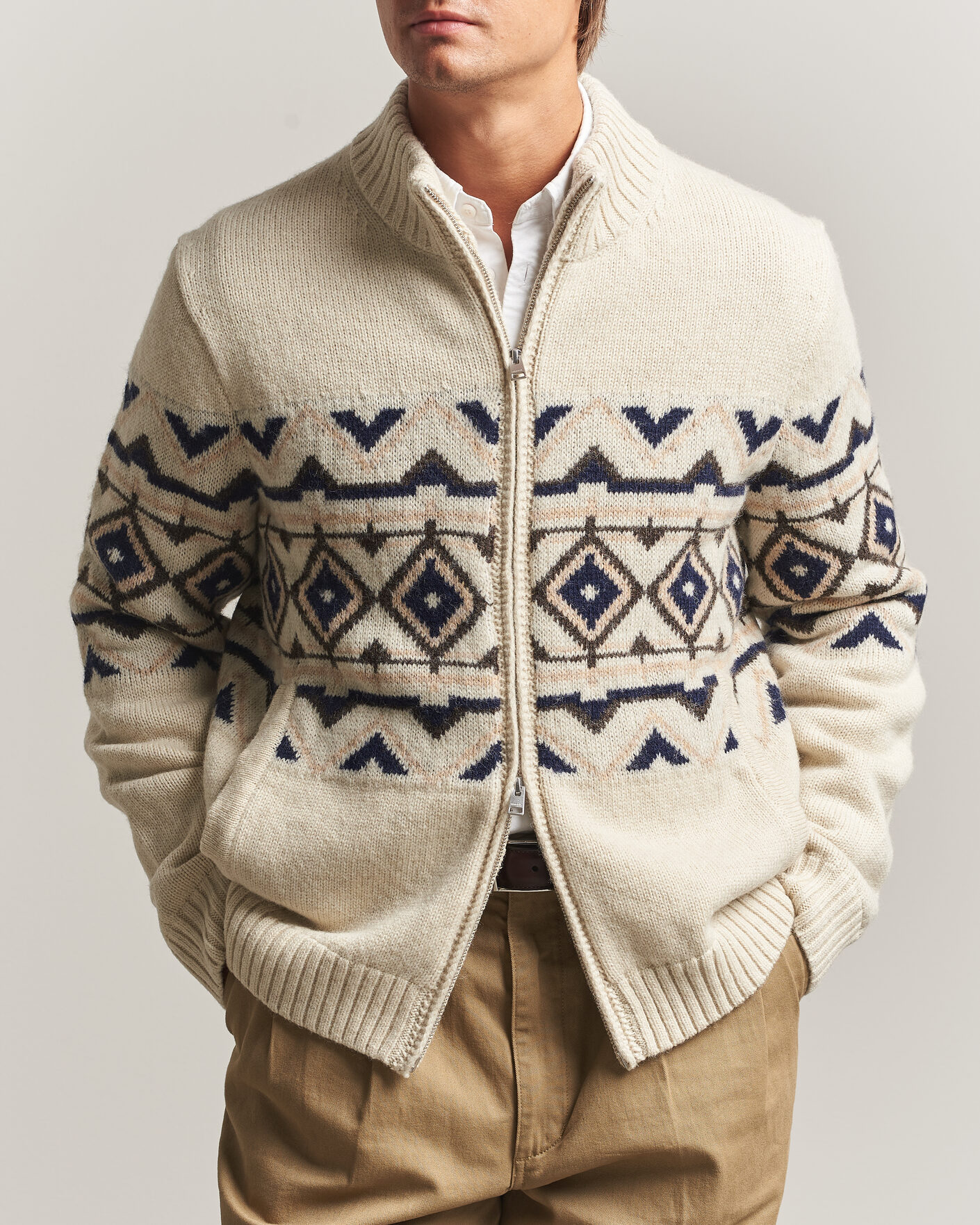 Hombres | Jerséis y prendas de punto | Morris | Hadley Zip Cardigan Off White