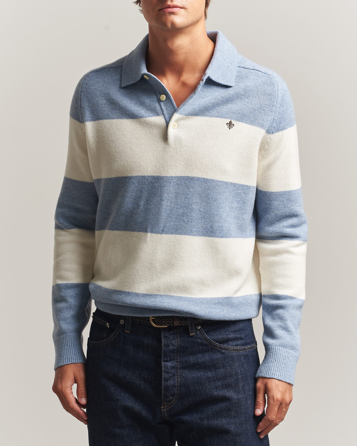 Hombres | Jerséis y prendas de punto | Morris | Hertford Knitted Polo Blue