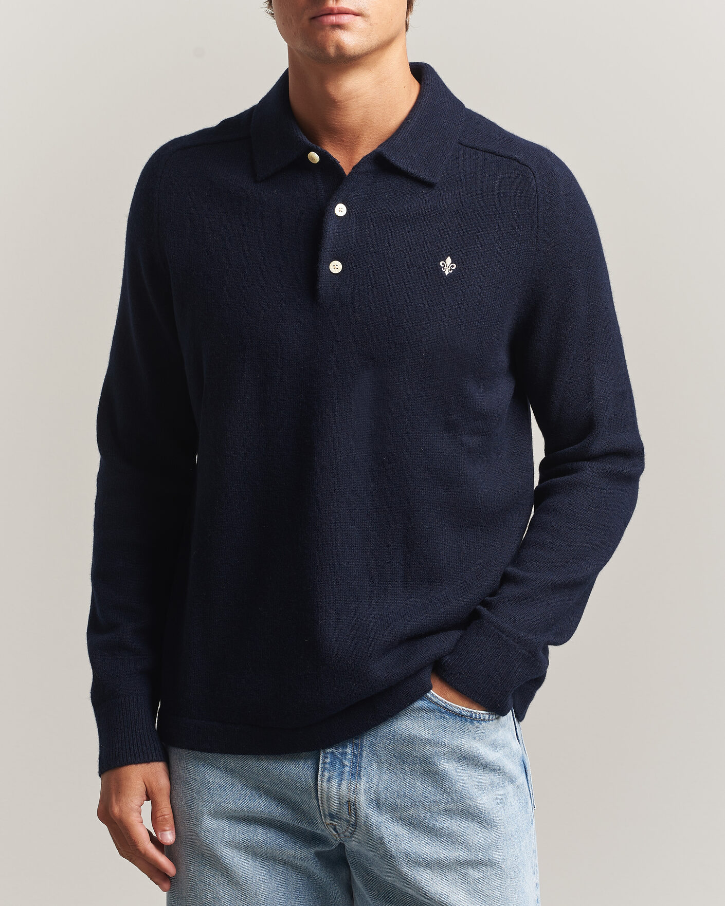 Hombres | Jerséis y prendas de punto | Morris | Hetford Knitted Polo Navy
