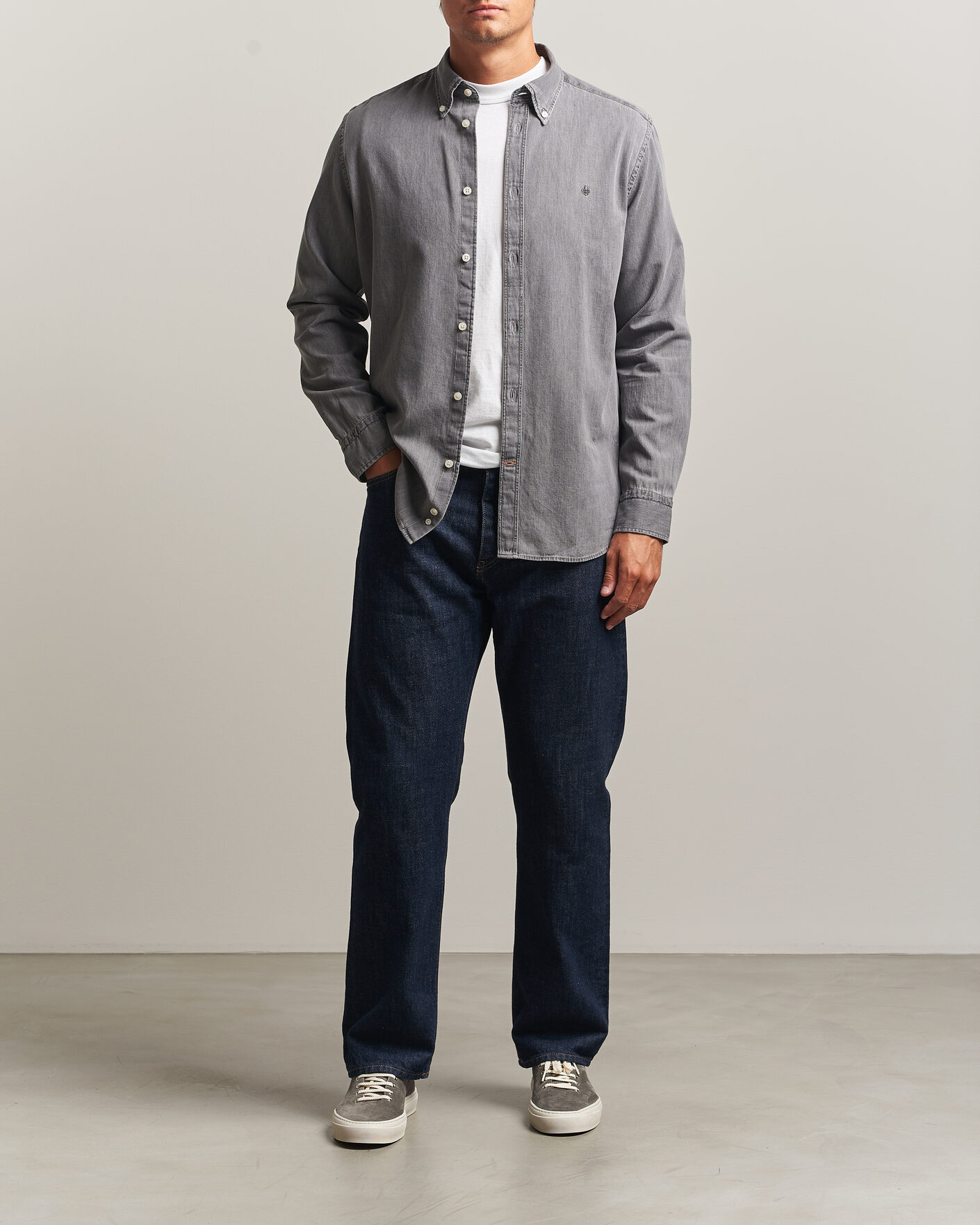 Hombres | Camisas | Morris | Light Denim Shirt Grey
