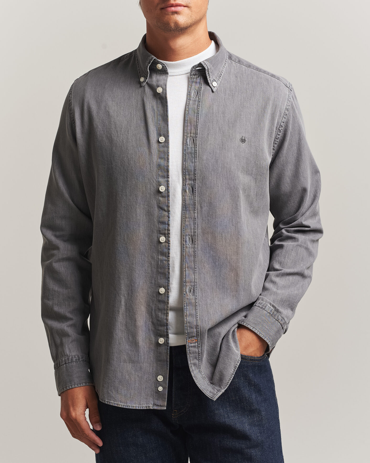 Hombres | Camisas | Morris | Light Denim Shirt Grey