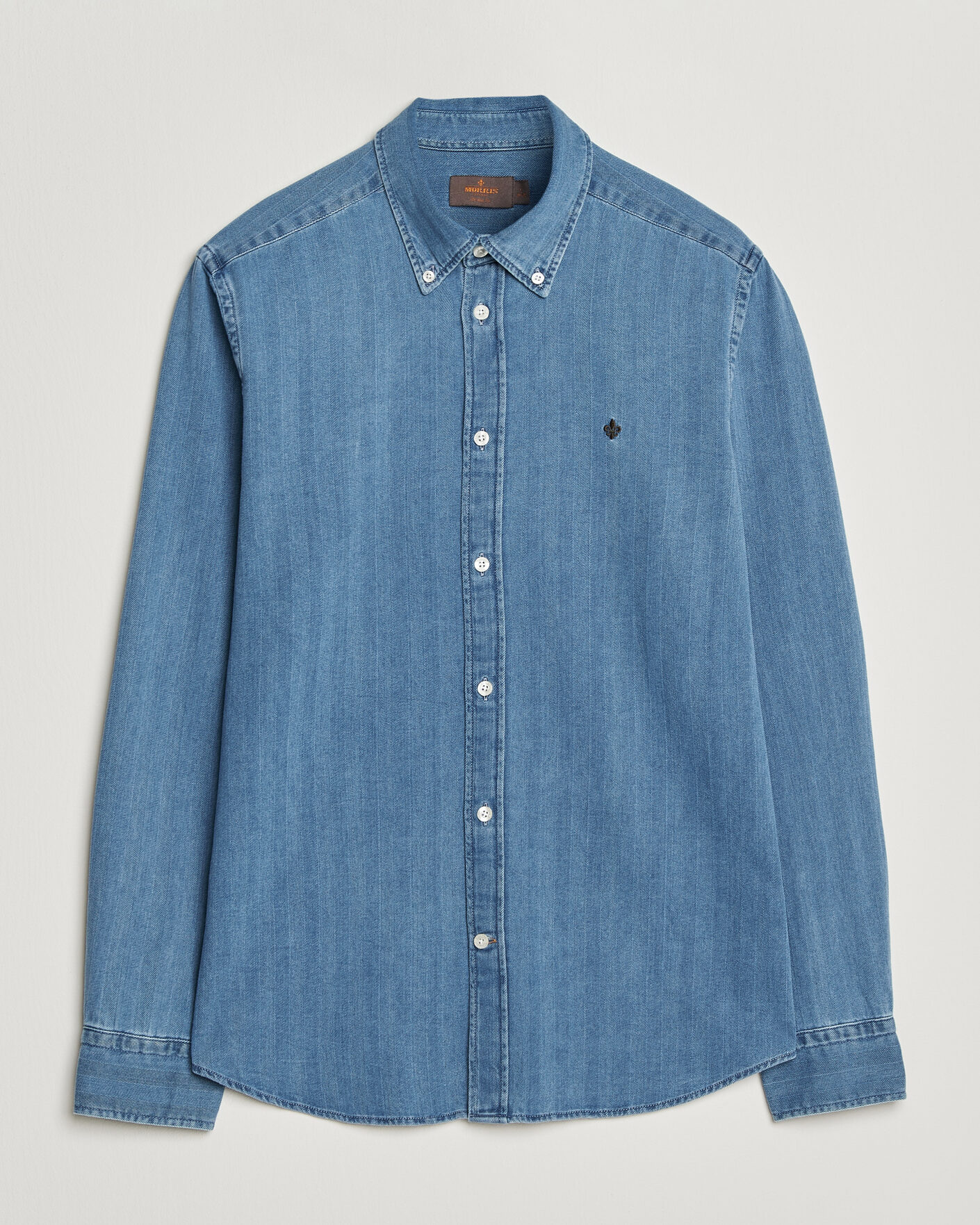 Hombres | Camisas | Morris | Indigo Herringbone Shirt Light Blue