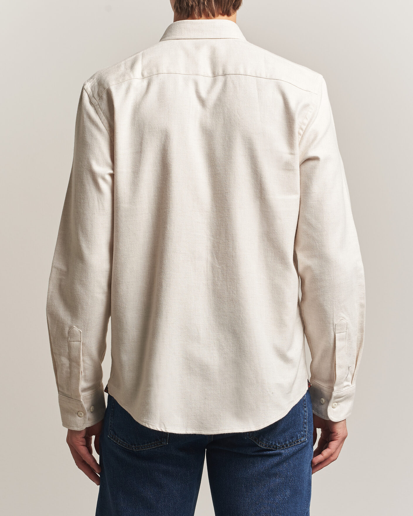 Hombres | Camisas | Morris | Flannel Herringbone Shirt Off White