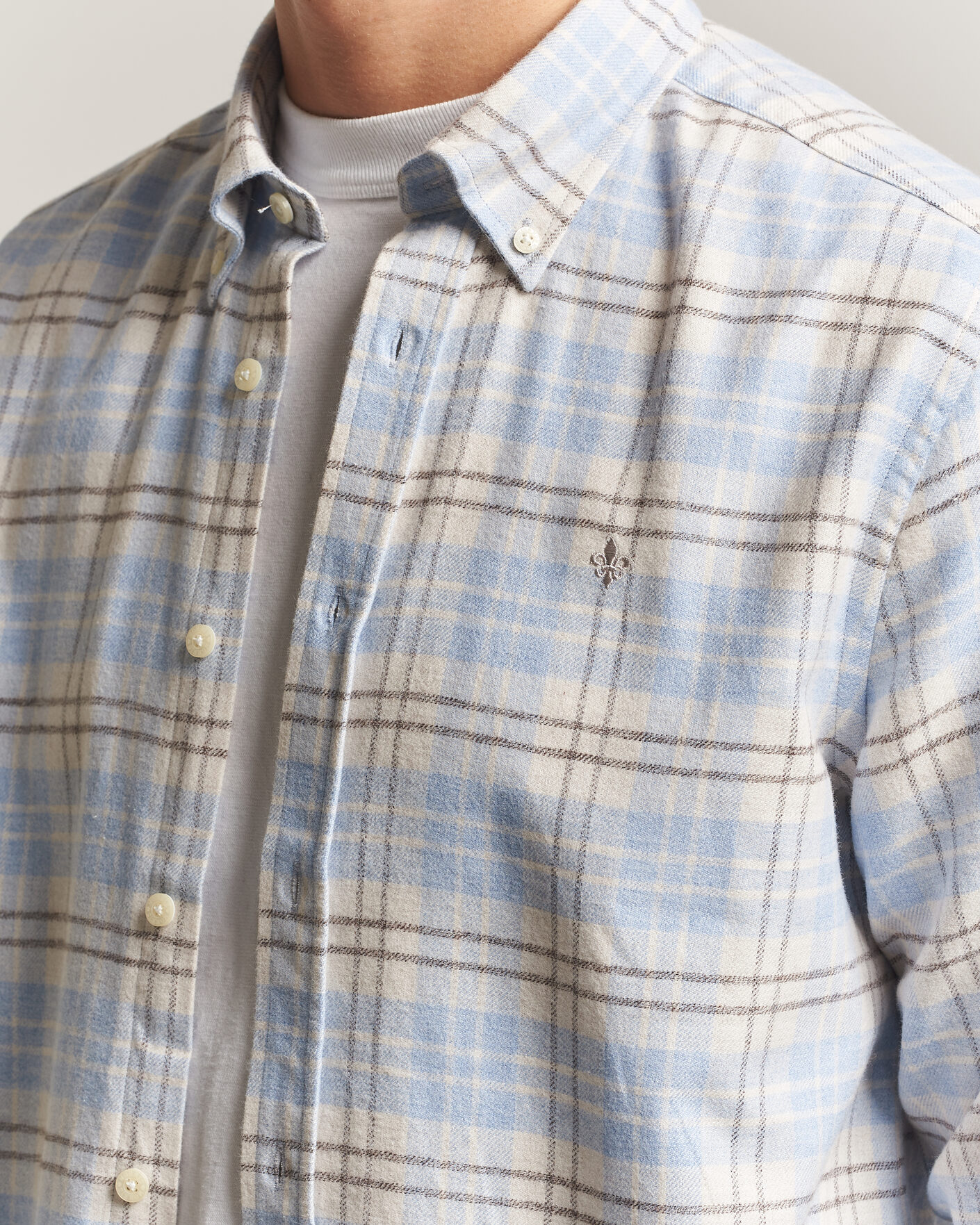 Hombres | Camisas | Morris | Flannel Mouliné Shirt Light Blue