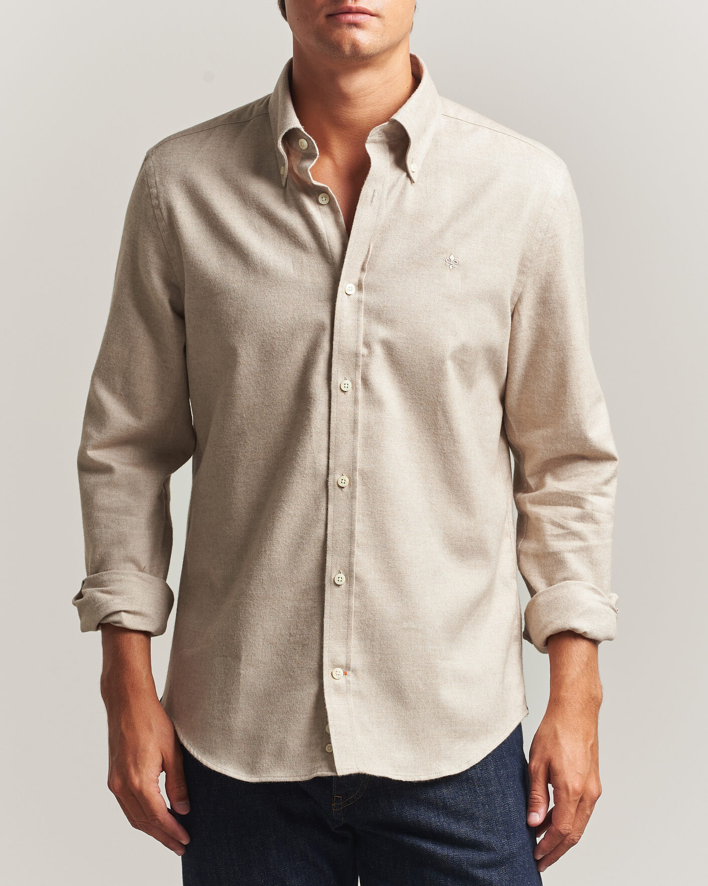 Hombres | Camisas | Morris | Cashmere Twill Shirt Khaki