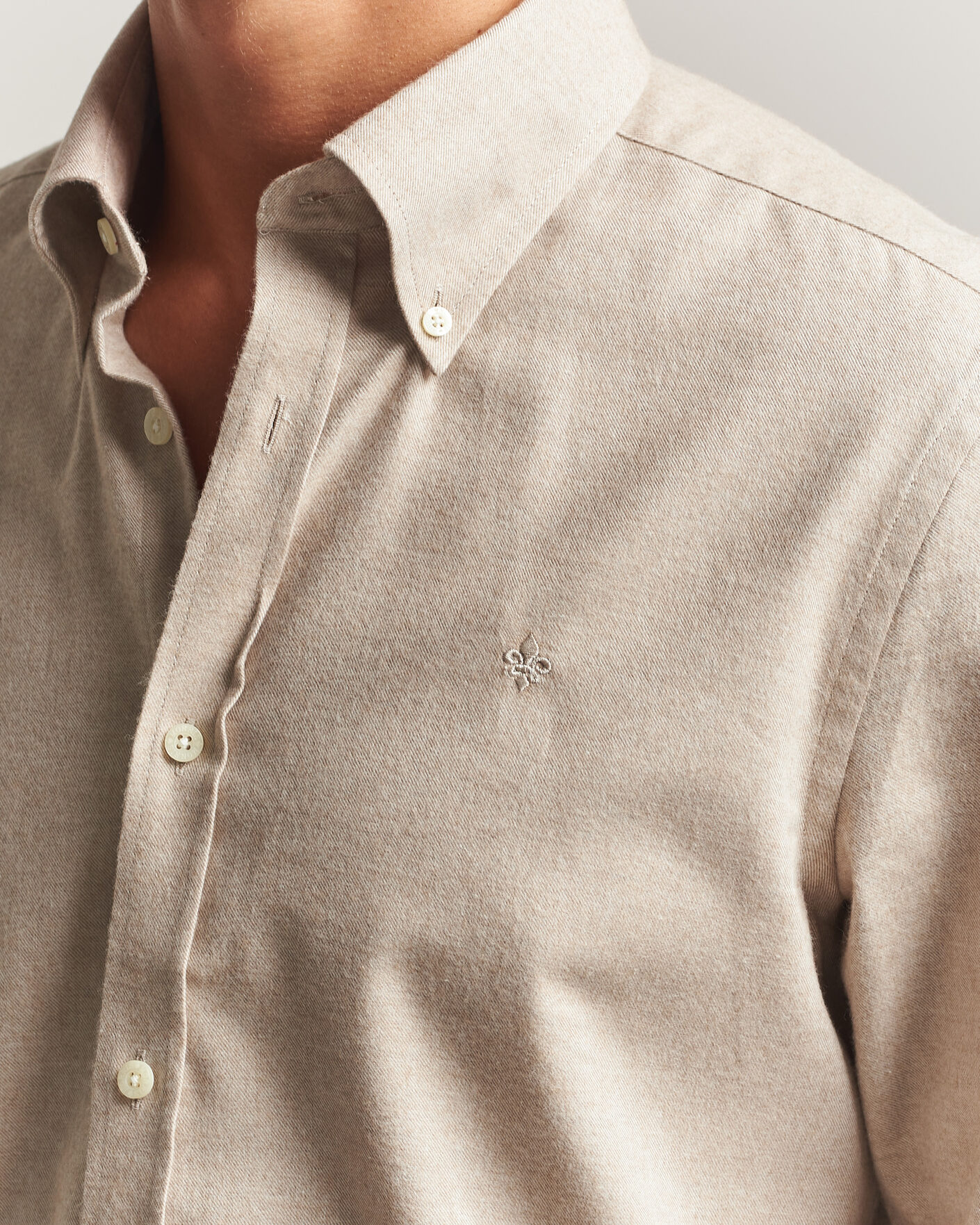 Hombres | Camisas | Morris | Cashmere Twill Shirt Khaki