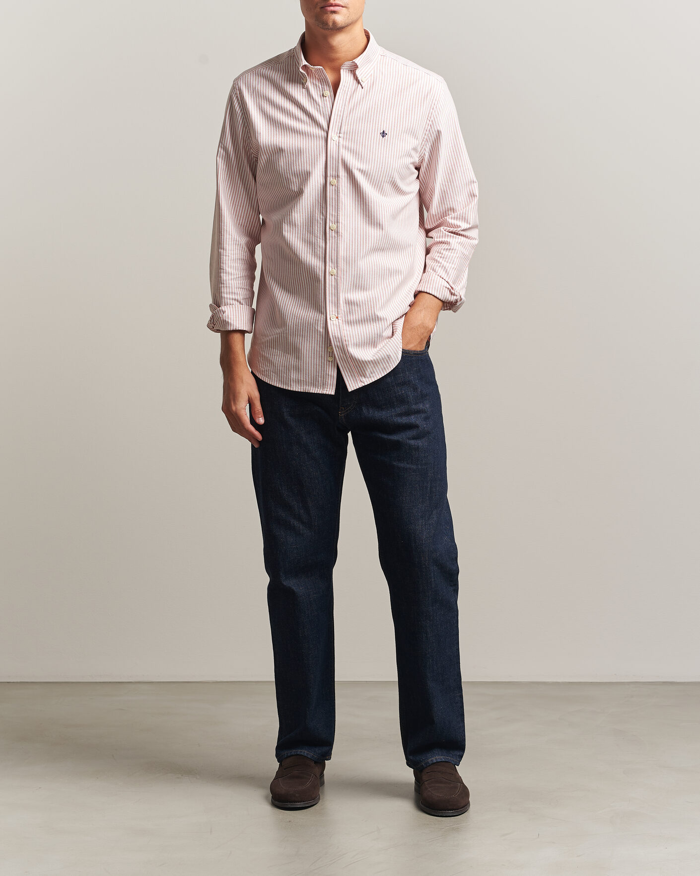 Hombres | Camisas | Morris | Douglas Oxford Stripe Shirt Orange
